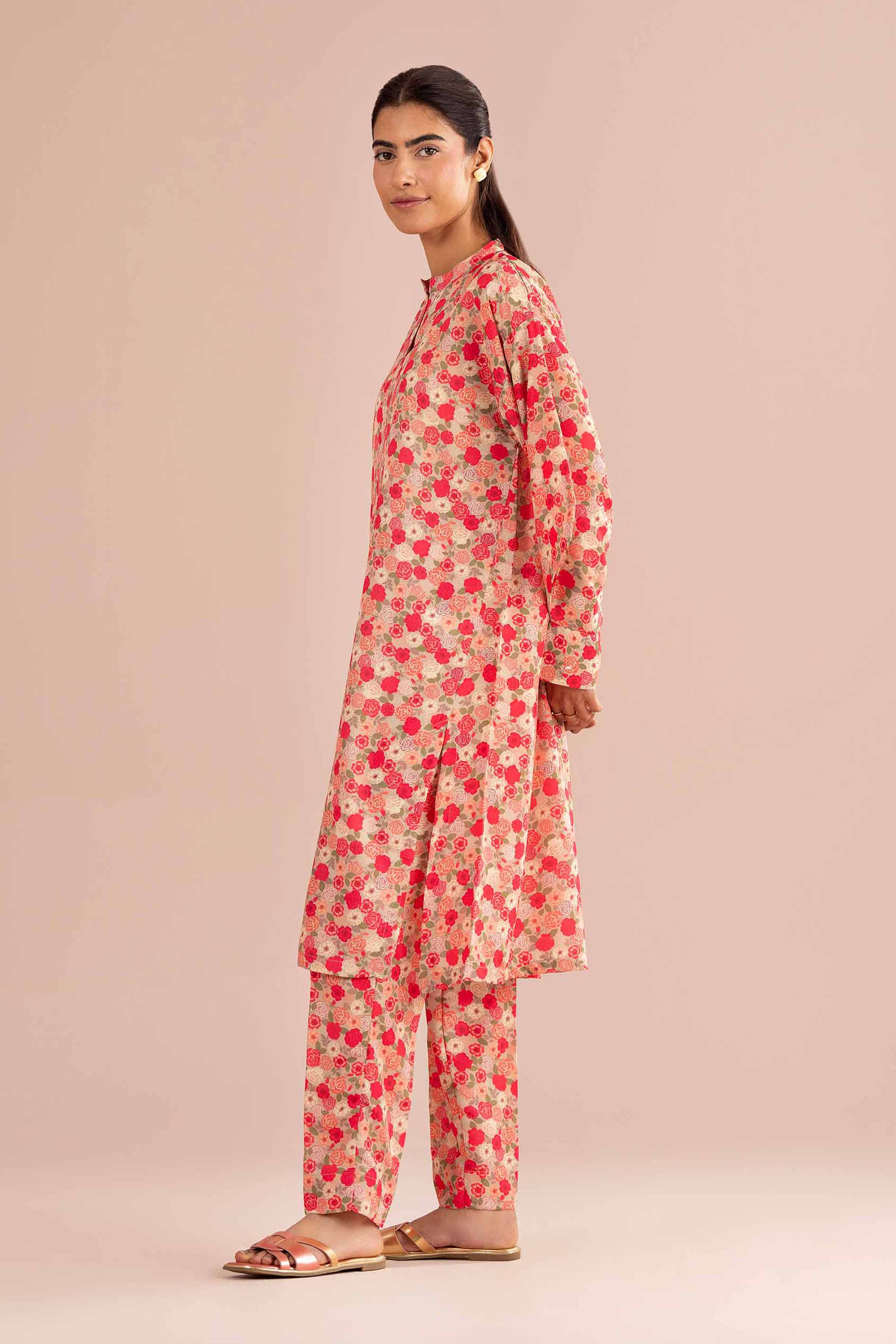 NishatUK - Beige Printed Lawn 2-piece ready to wear Dress