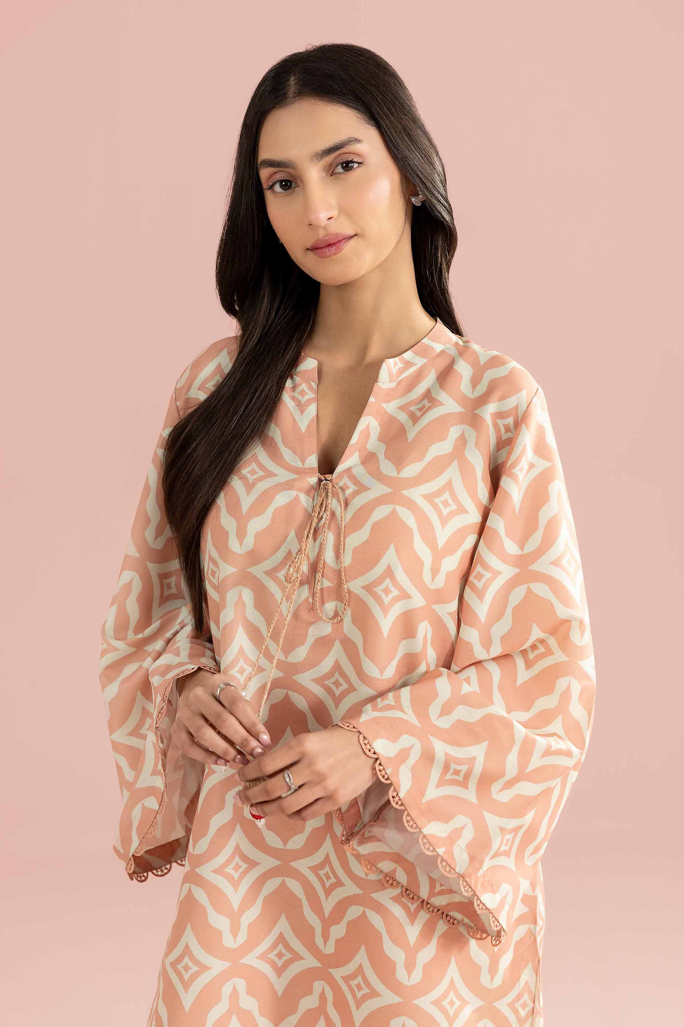 NishatUK - Orange Printed Lawn 2-piece ready to wear Dress