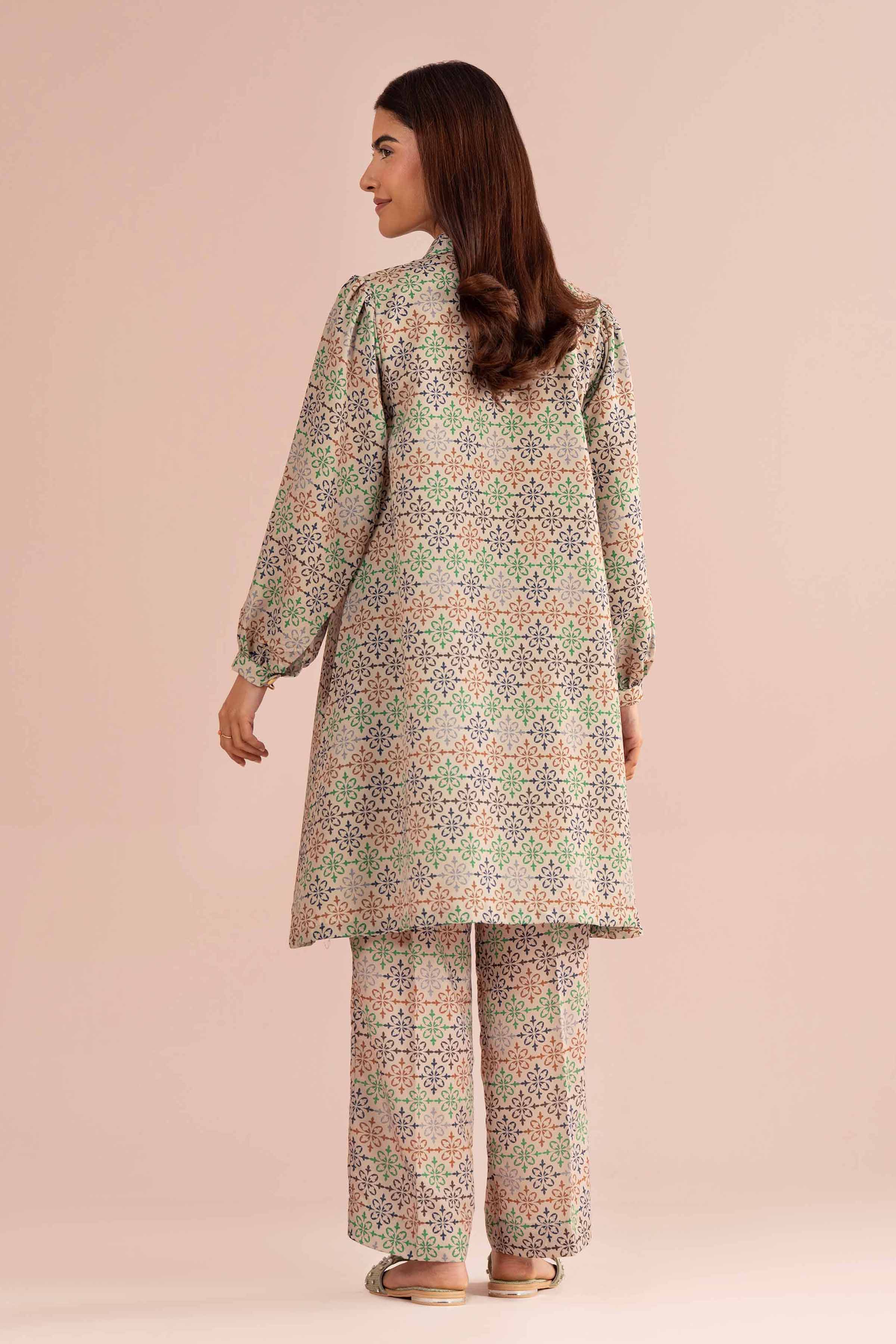 NishatUK - Beige Printed Lawn 2-piece ready to wear Dress