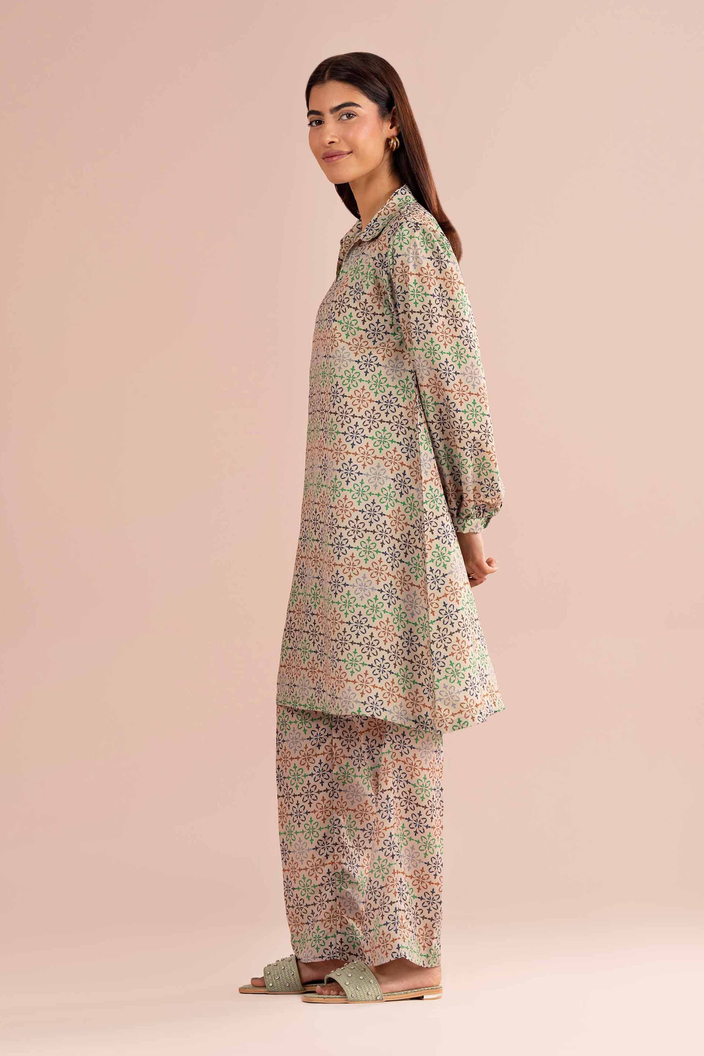 NishatUK - Beige Printed Lawn 2-piece ready to wear Dress