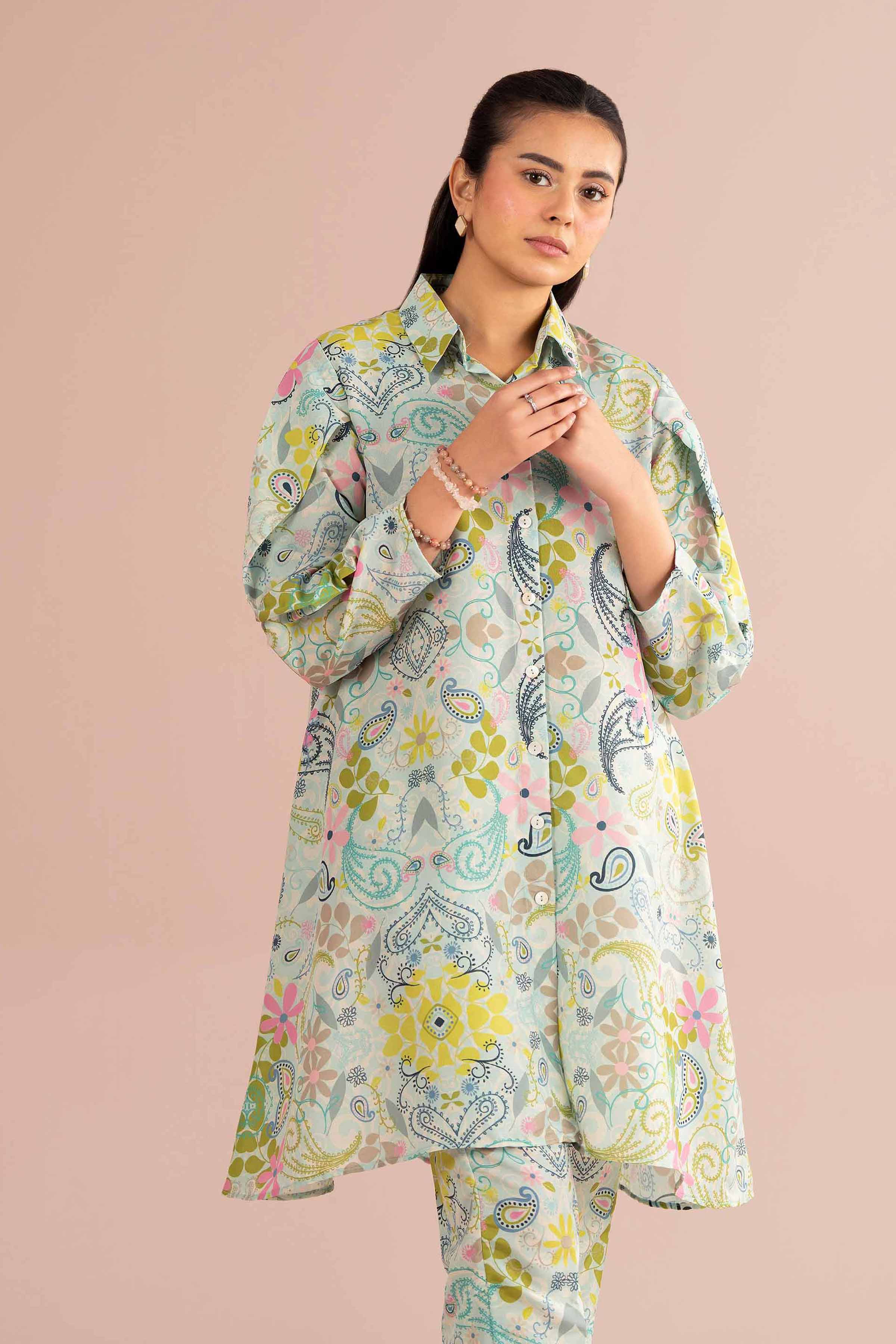 NishatUK - Blue Printed Lawn 2-piece ready to wear Dress