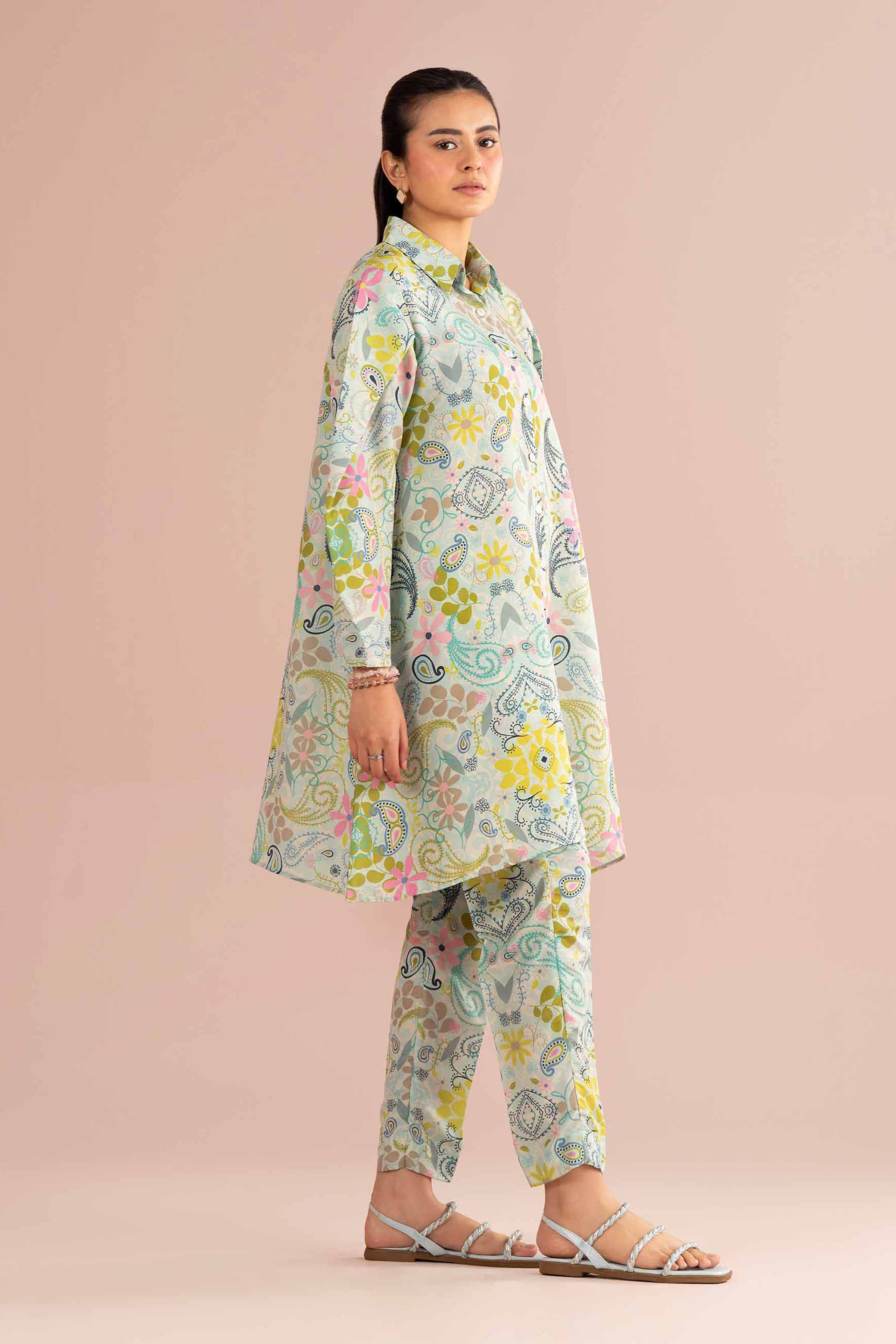 NishatUK - Blue Printed Lawn 2-piece ready to wear Dress