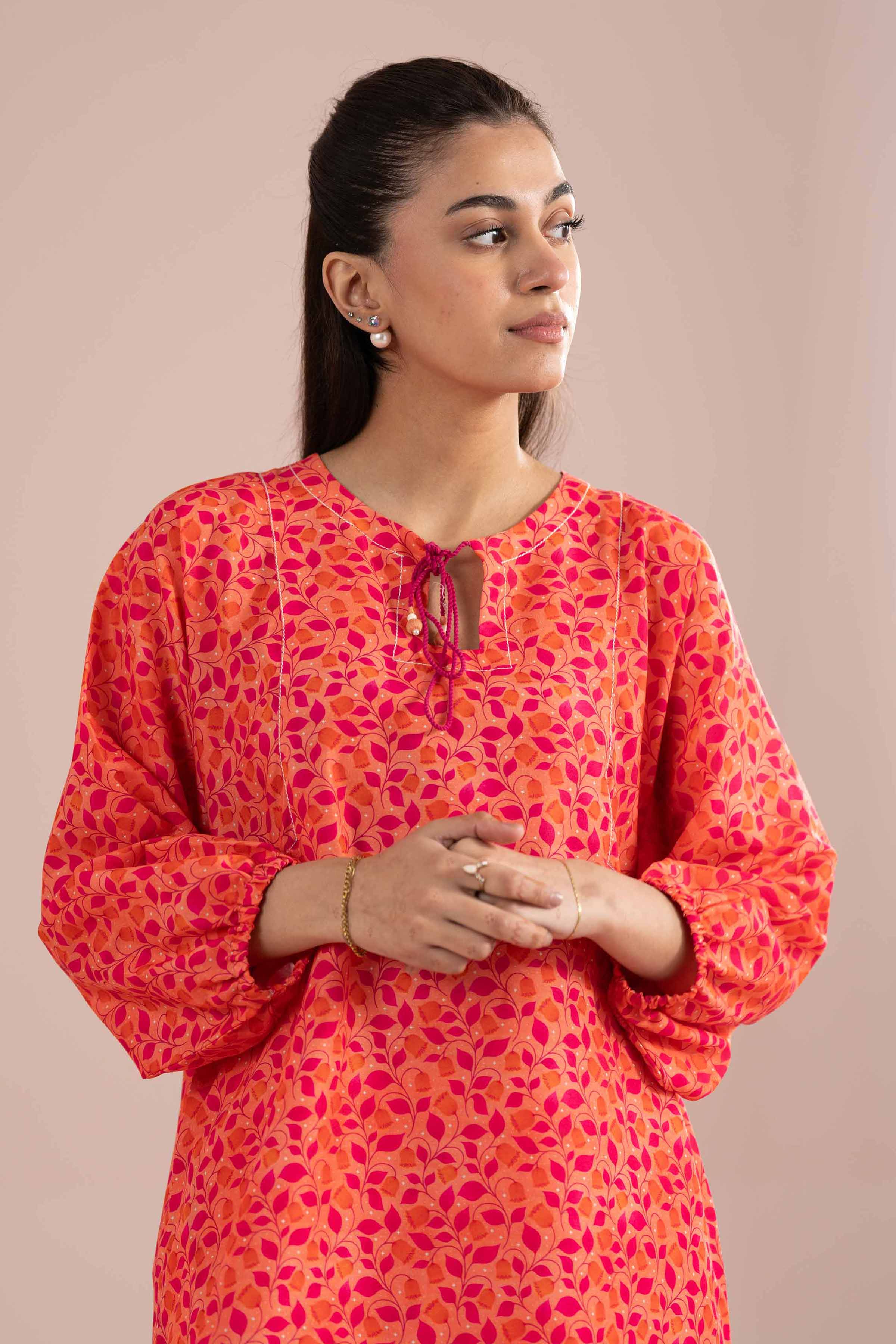 NishatUK - Orange Printed Lawn 2-piece ready to wear Dress