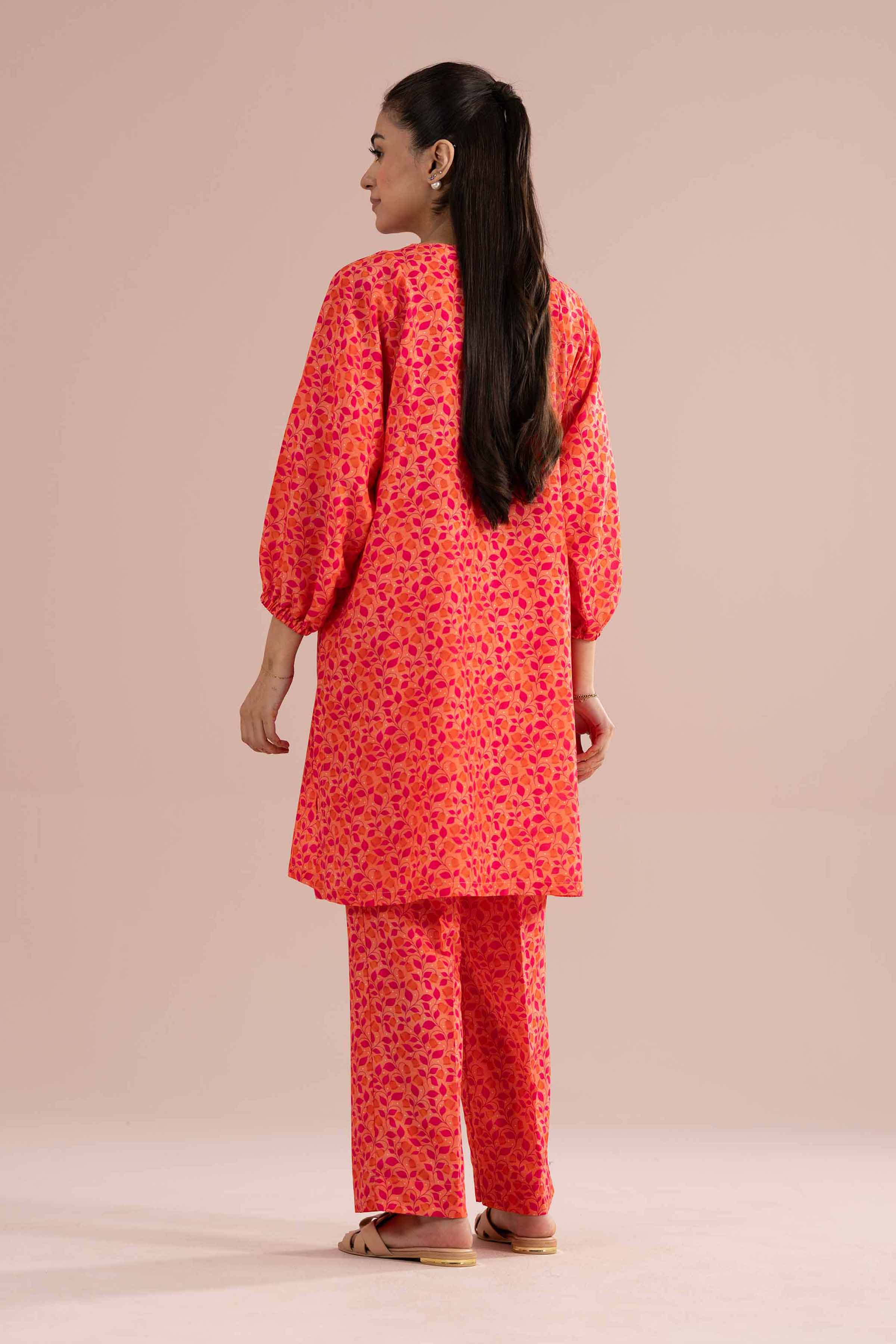 NishatUK - Orange Printed Lawn 2-piece ready to wear Dress