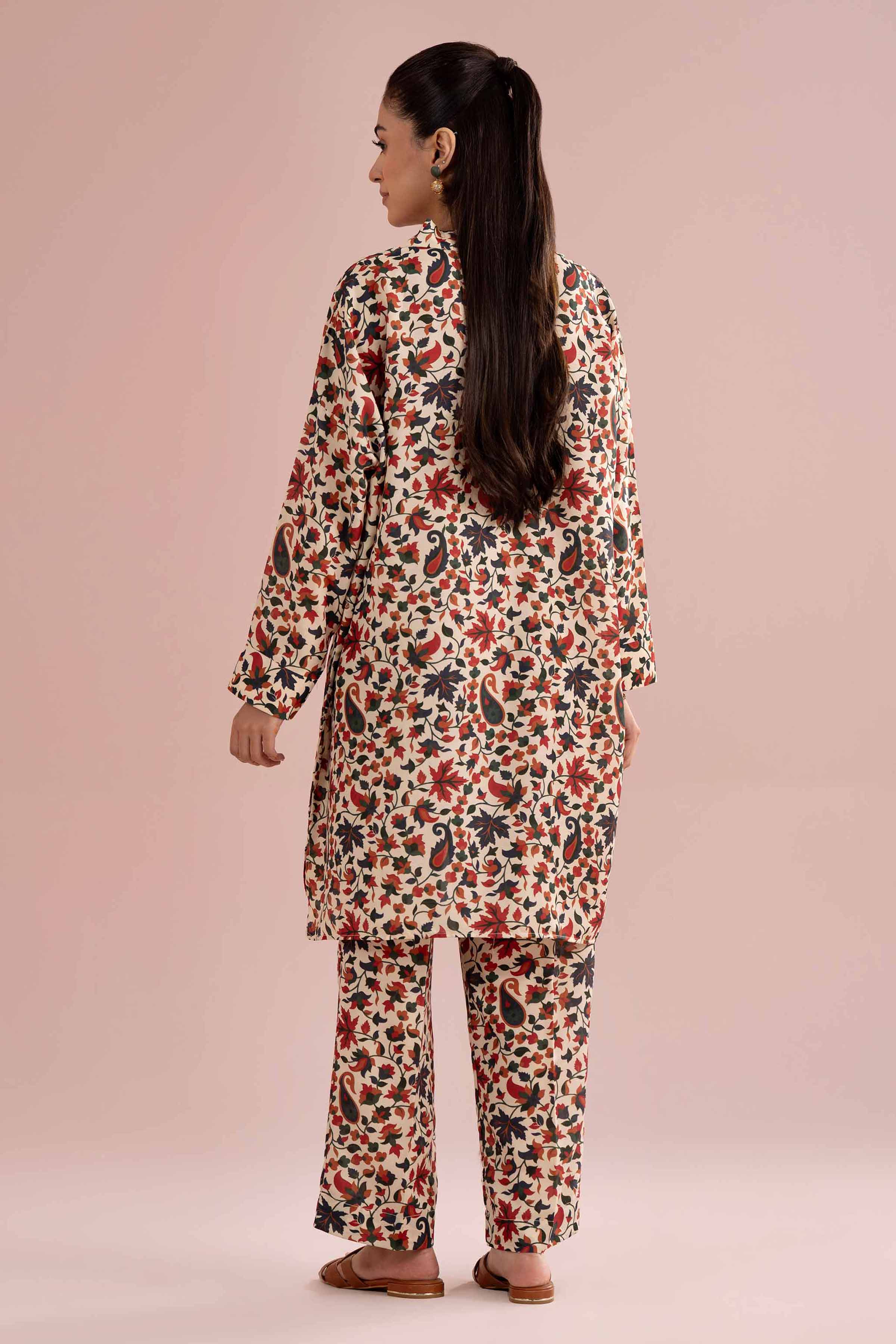 NishatUK - Beige Printed Lawn 2-piece ready to wear Dress