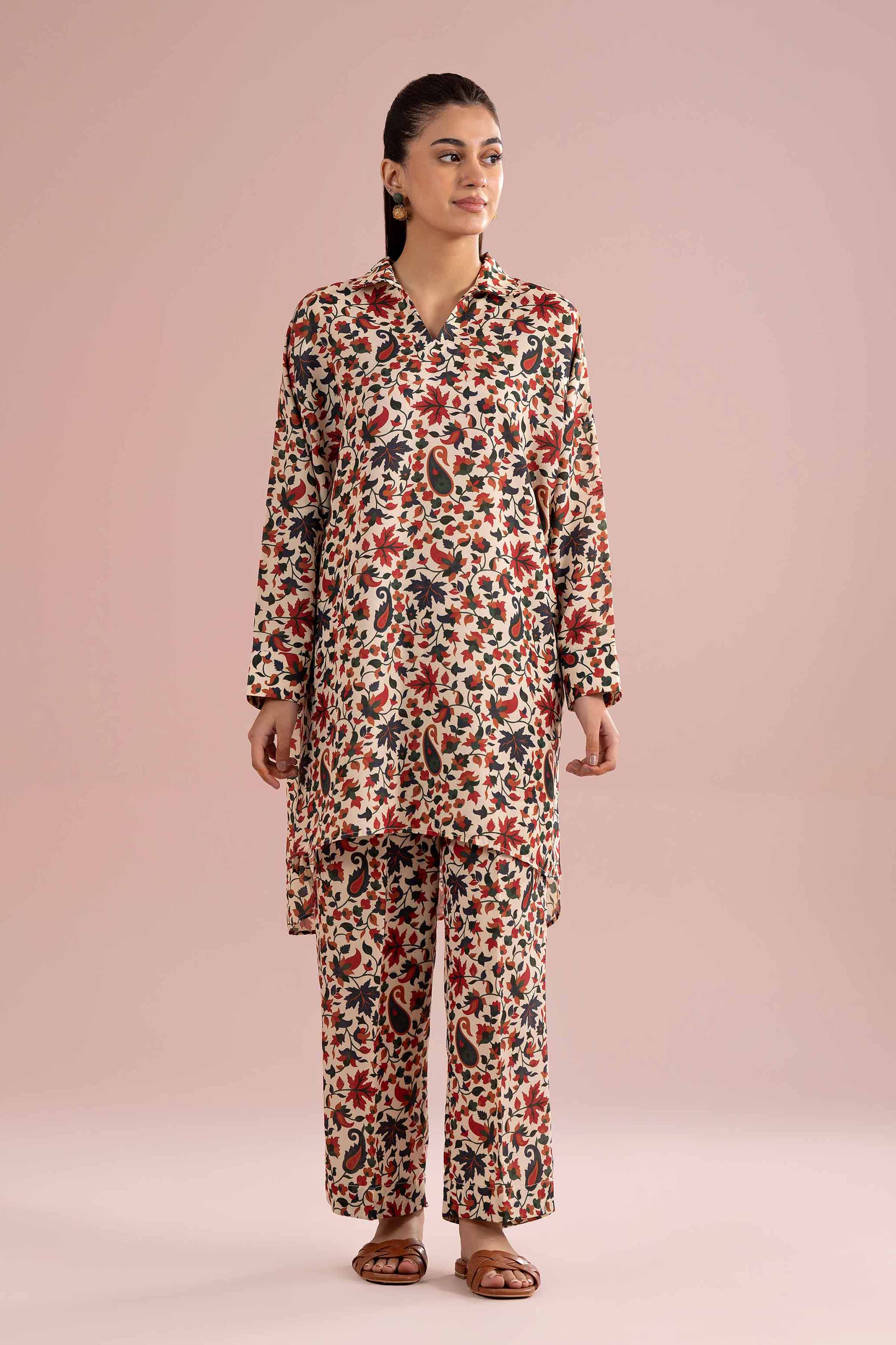 NishatUK - Beige Printed Lawn 2-piece ready to wear Dress