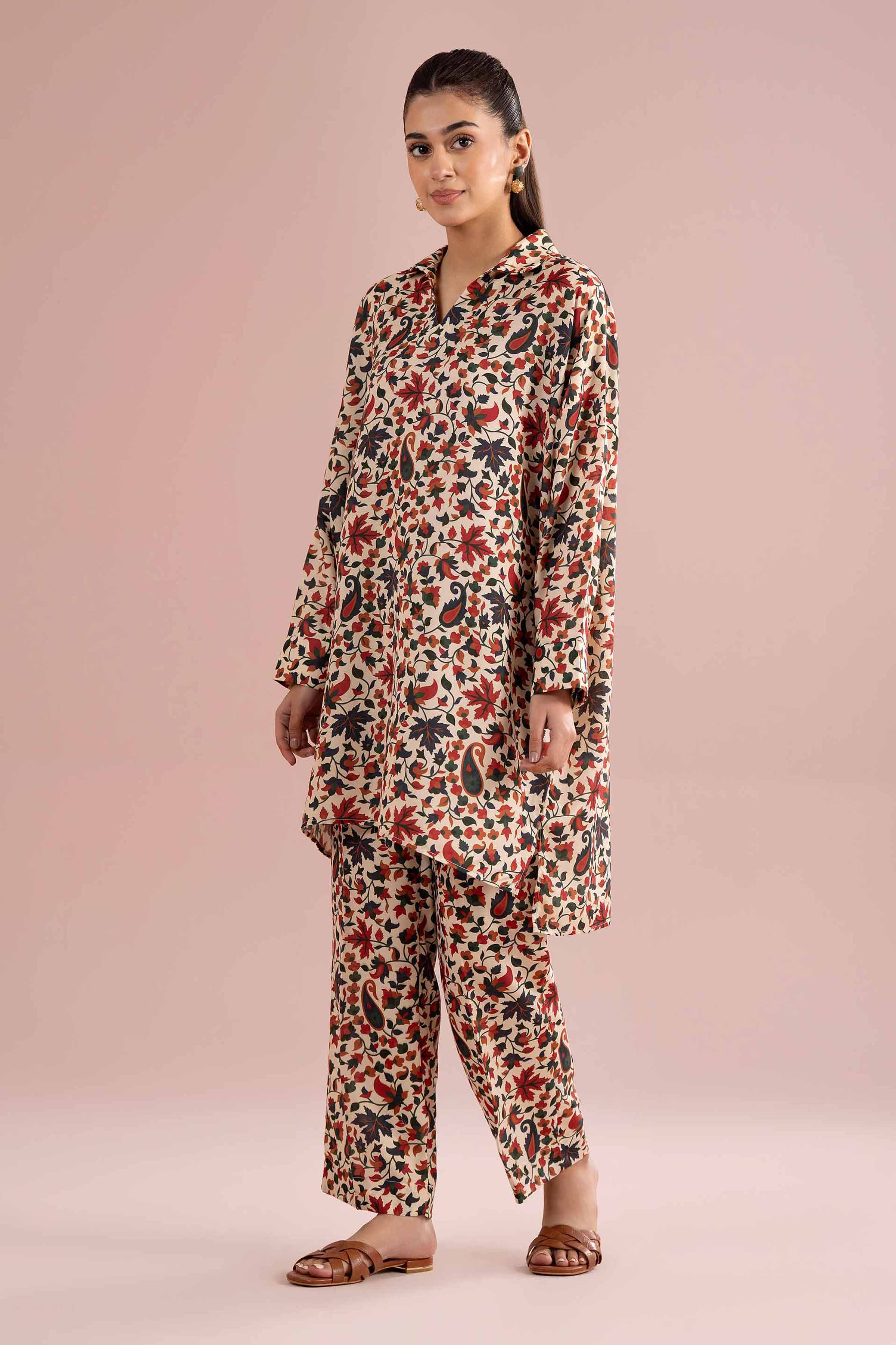 NishatUK - Beige Printed Lawn 2-piece ready to wear Dress