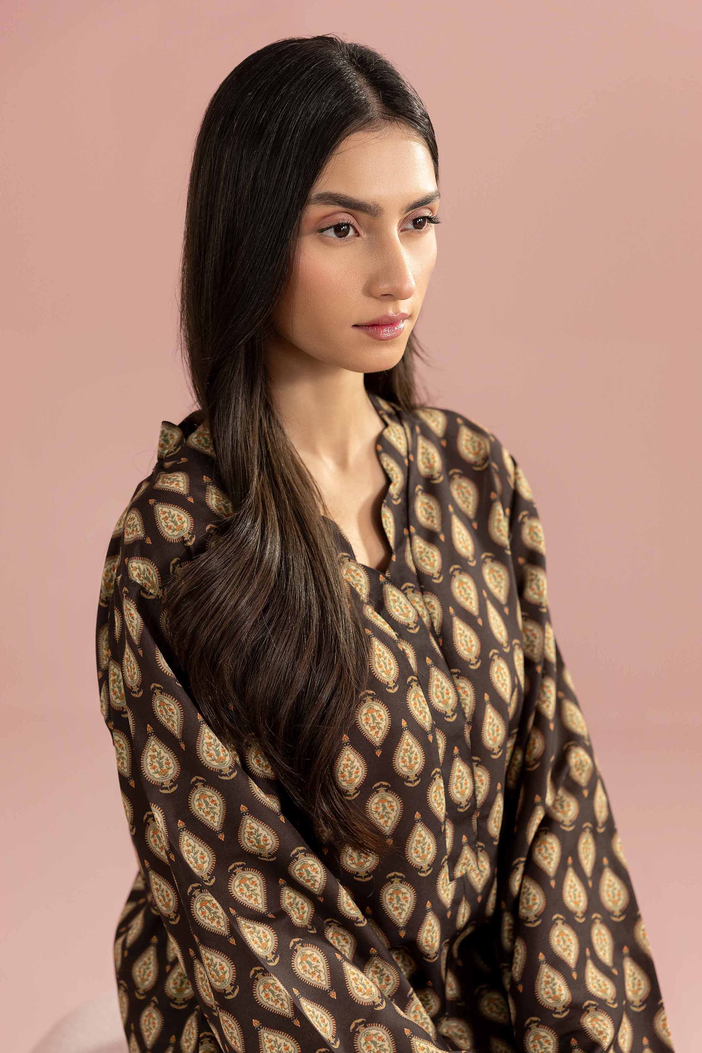 NishatUK - Brown Printed Lawn 2-piece ready to wear Dress