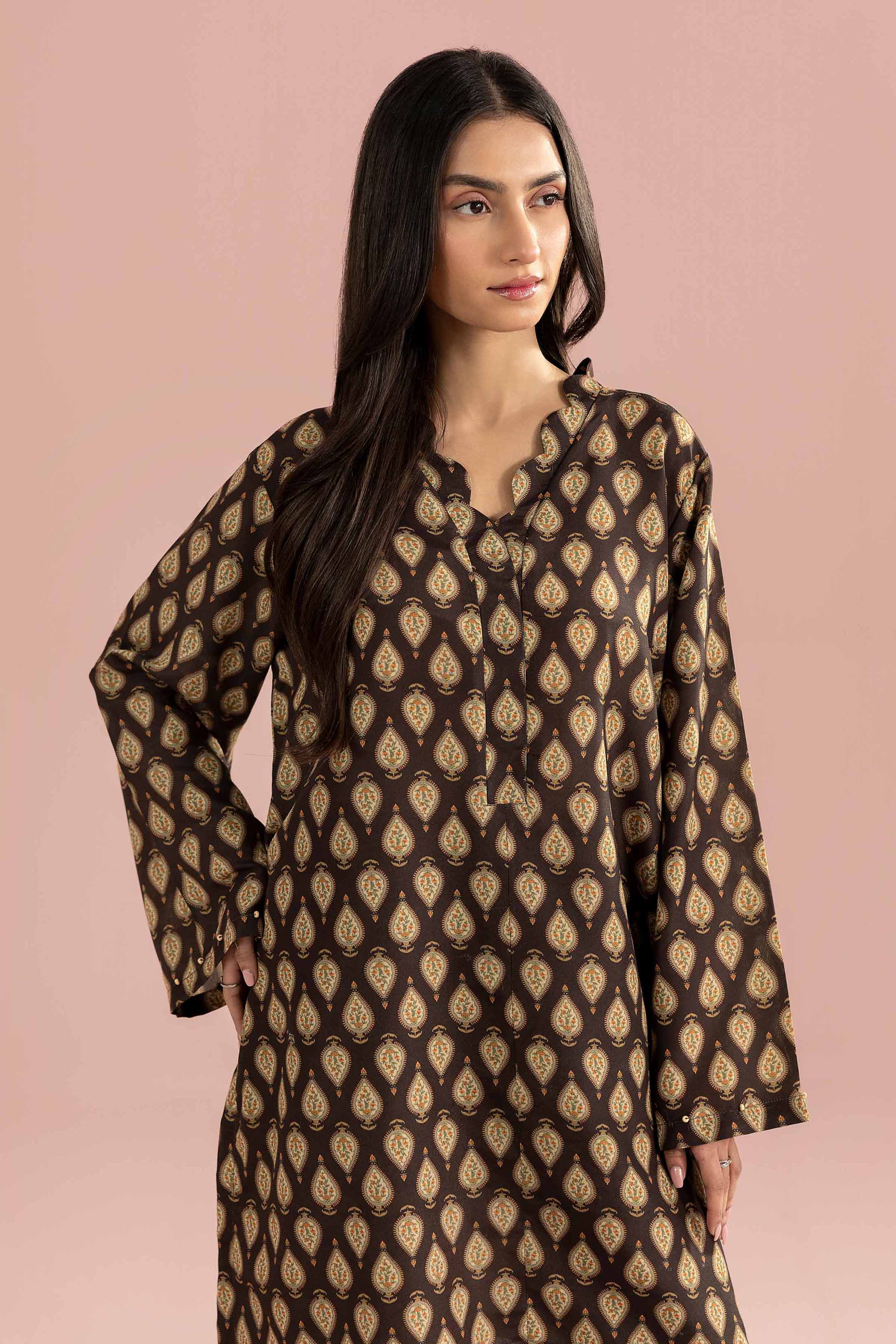 NishatUK - Brown Printed Lawn 2-piece ready to wear Dress