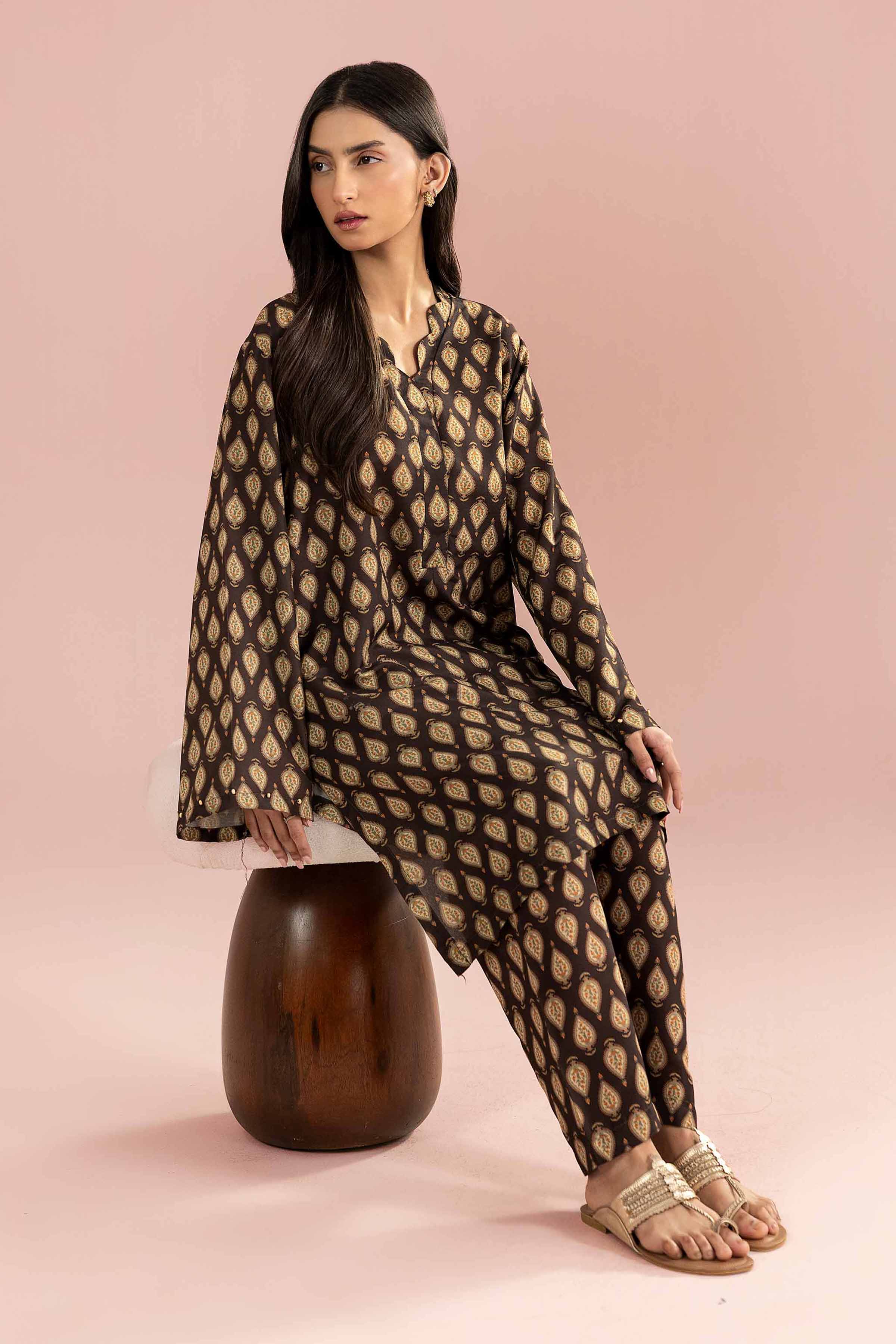 NishatUK - Brown Printed Lawn 2-piece ready to wear Dress