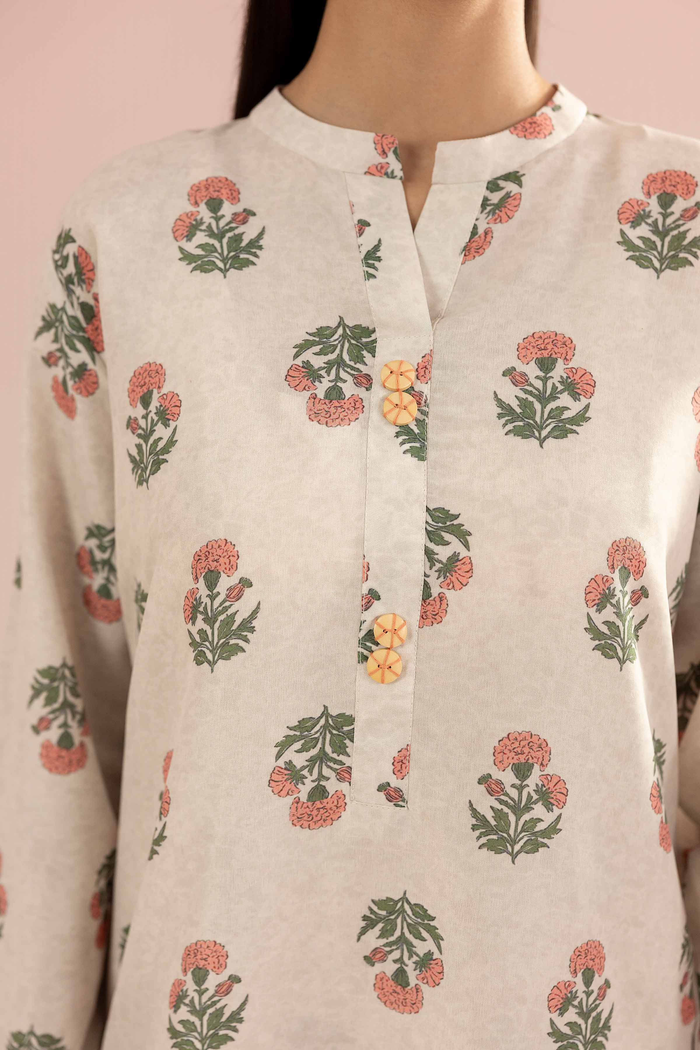 NishatUK - Beige Printed Lawn 2-piece ready to wear Dress