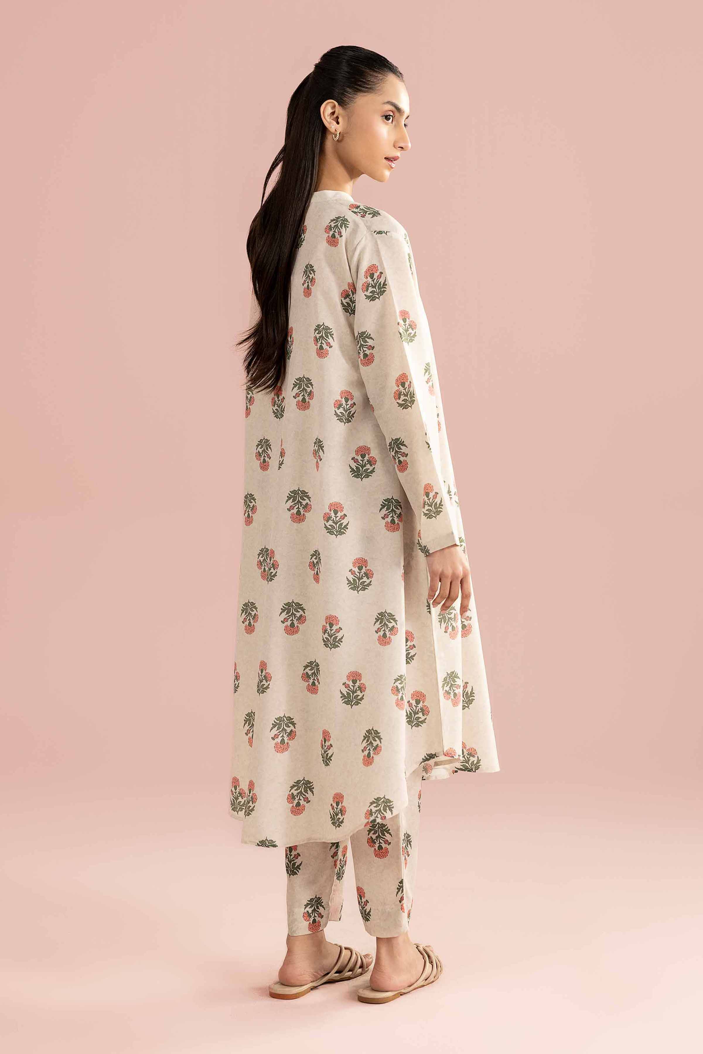 NishatUK - Beige Printed Lawn 2-piece ready to wear Dress