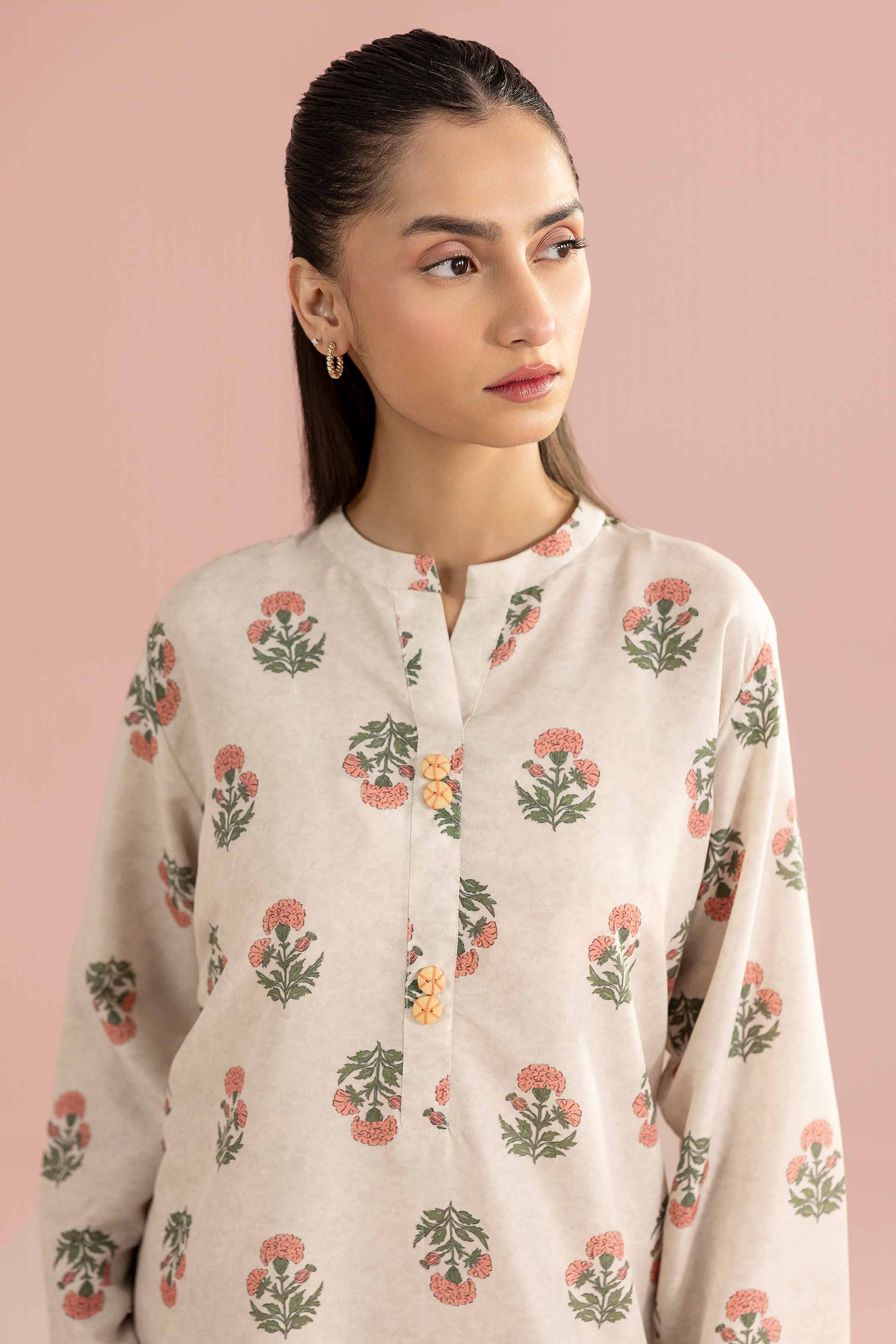 NishatUK - Beige Printed Lawn 2-piece ready to wear Dress