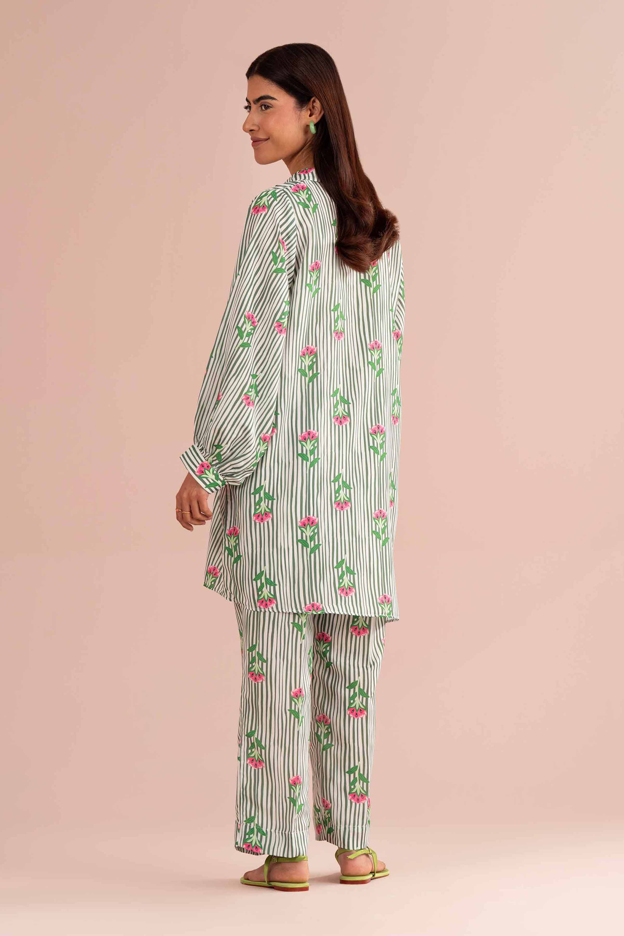 NishatUK - Beige Printed Lawn 2-piece ready to wear Dress