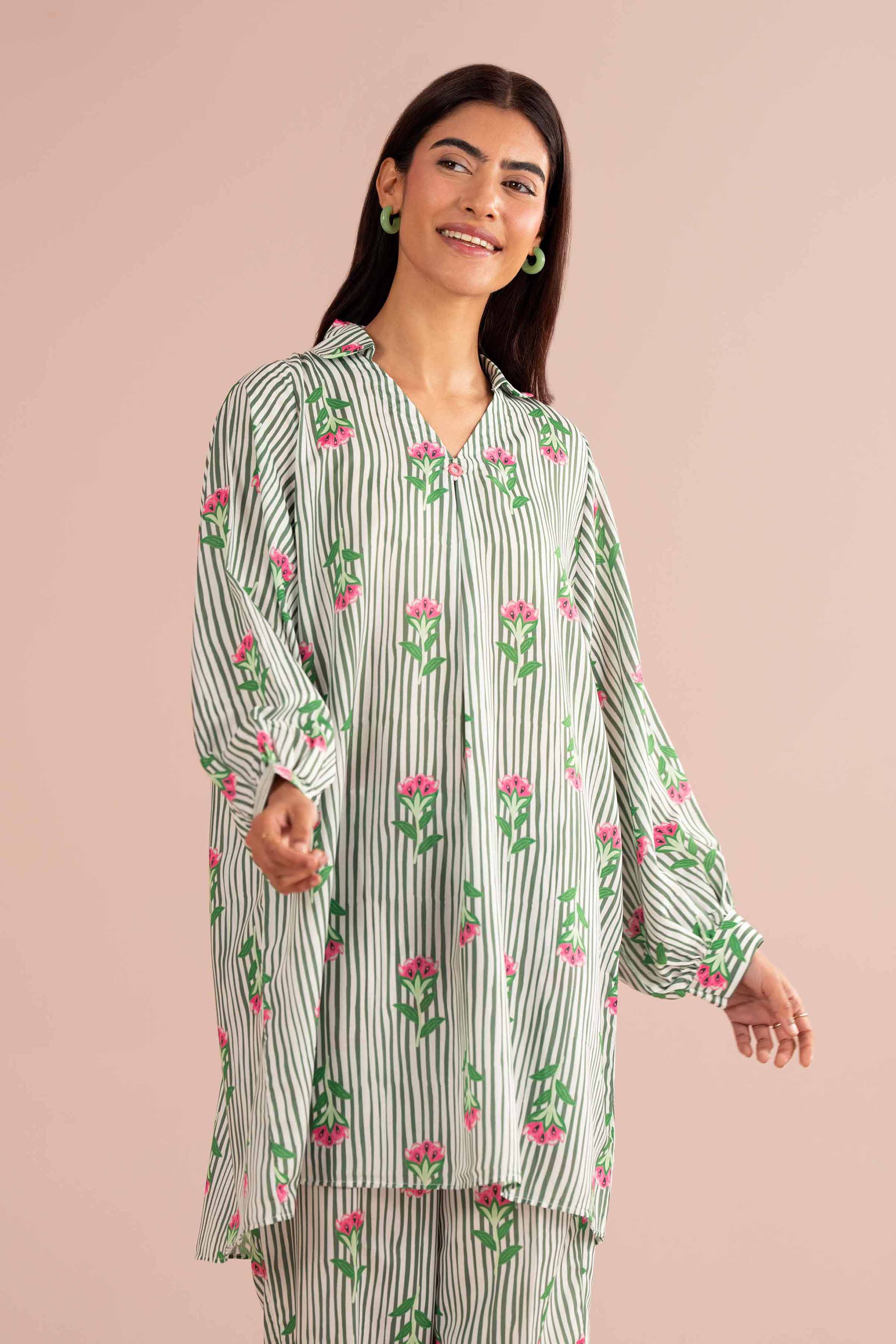 NishatUK - Beige Printed Lawn 2-piece ready to wear Dress