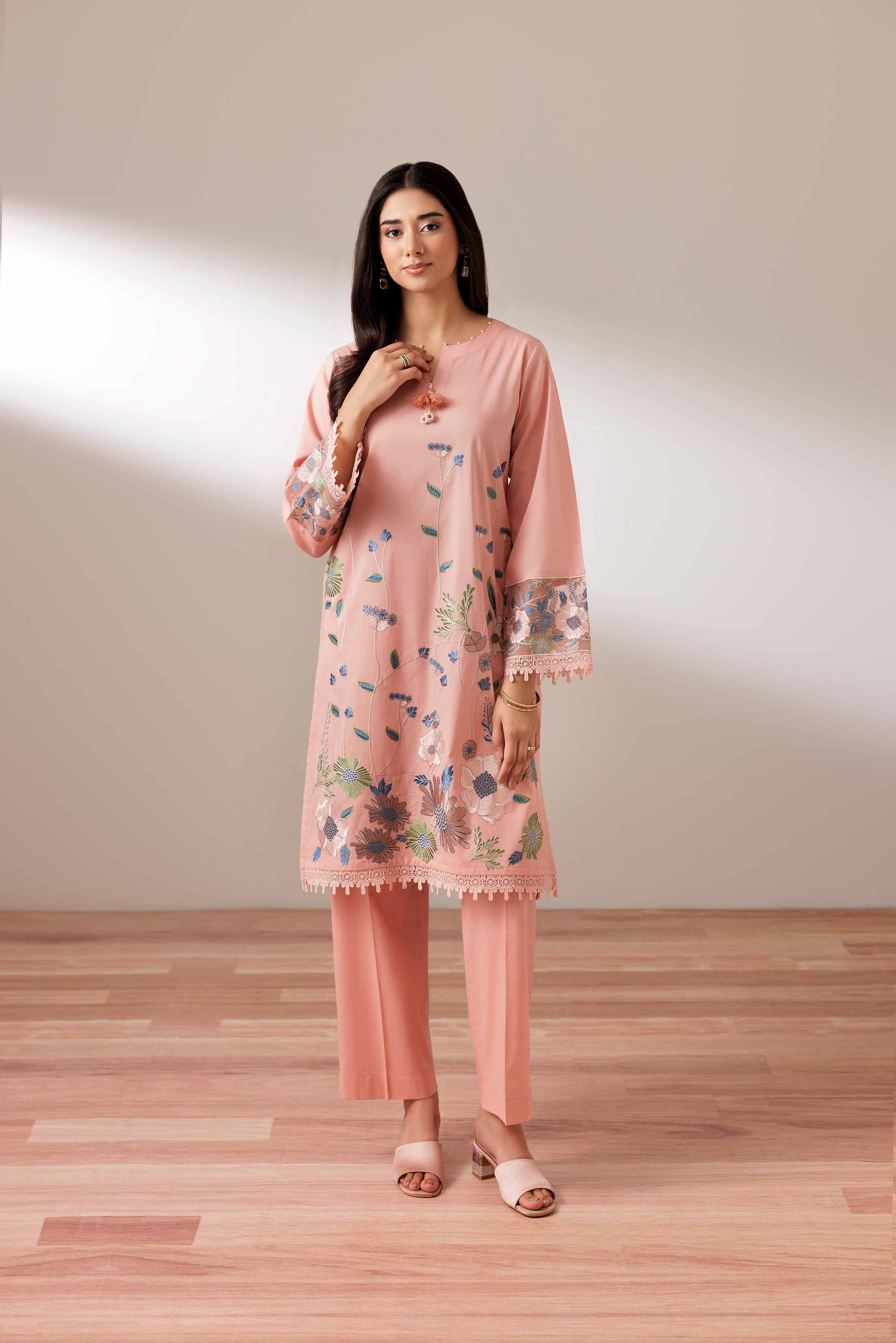 Nishat UK - Pink Embroidered Cambric 2 Pieces ready to wear Dress