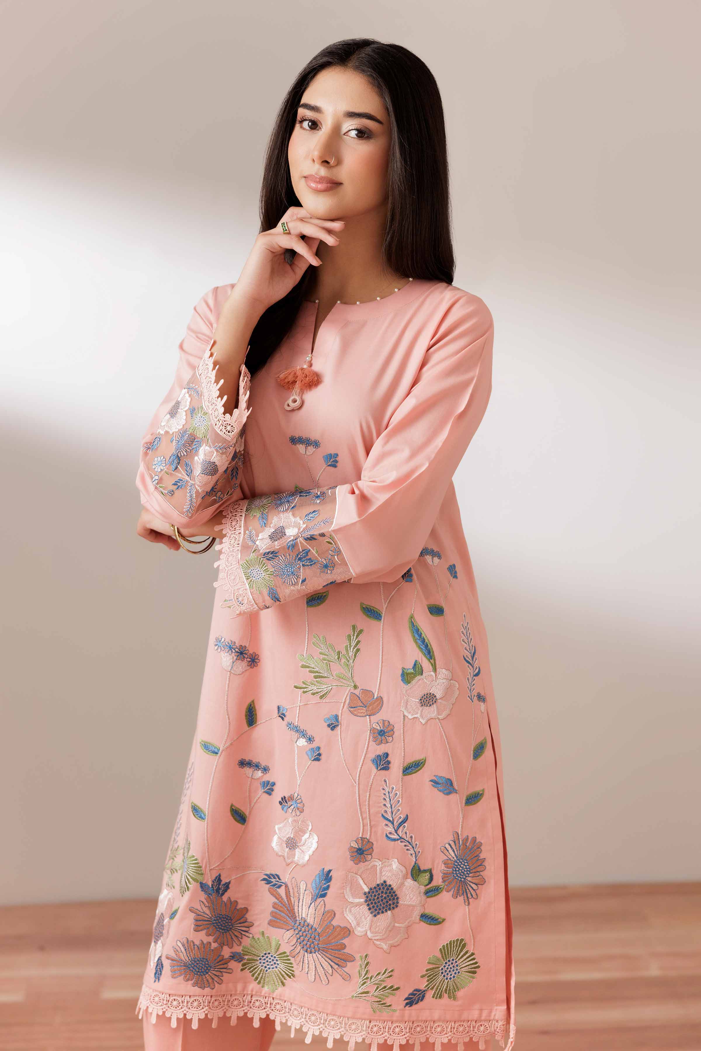 Nishat UK - Pink Embroidered Cambric 2 Pieces ready to wear Dress