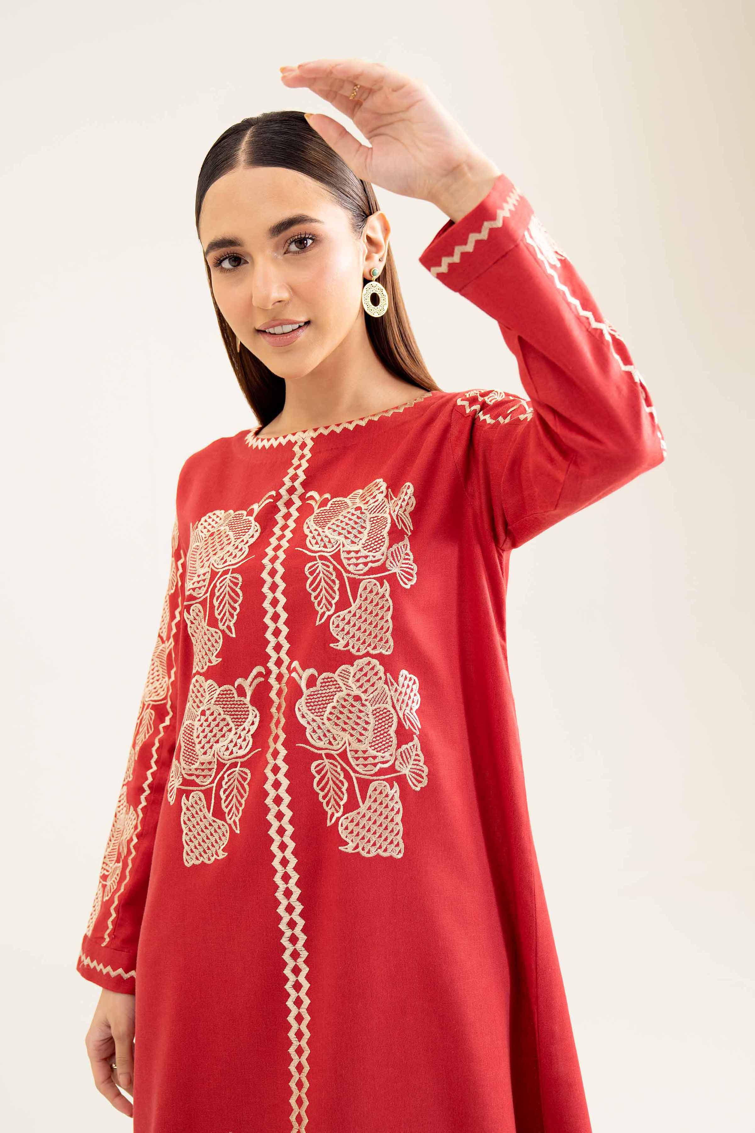 NishatUK - Brown Embroidered Karandi 1-piece ready to wear Shirt