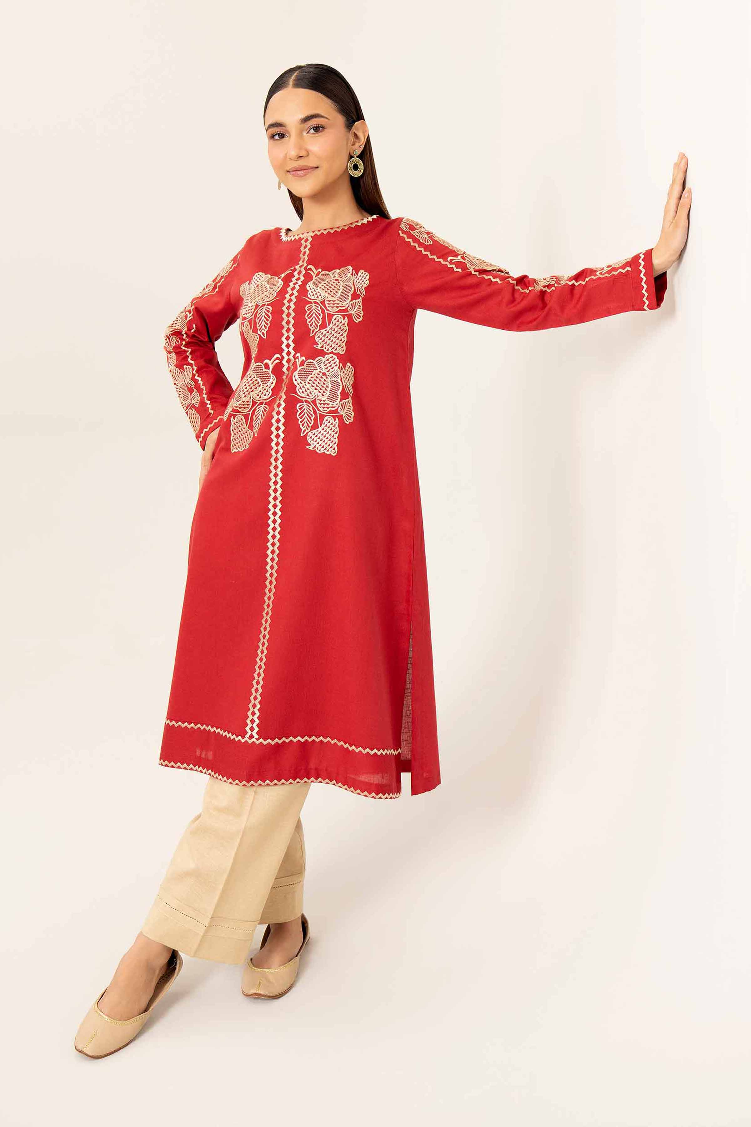 NishatUK - Brown Embroidered Karandi 1-piece ready to wear Shirt
