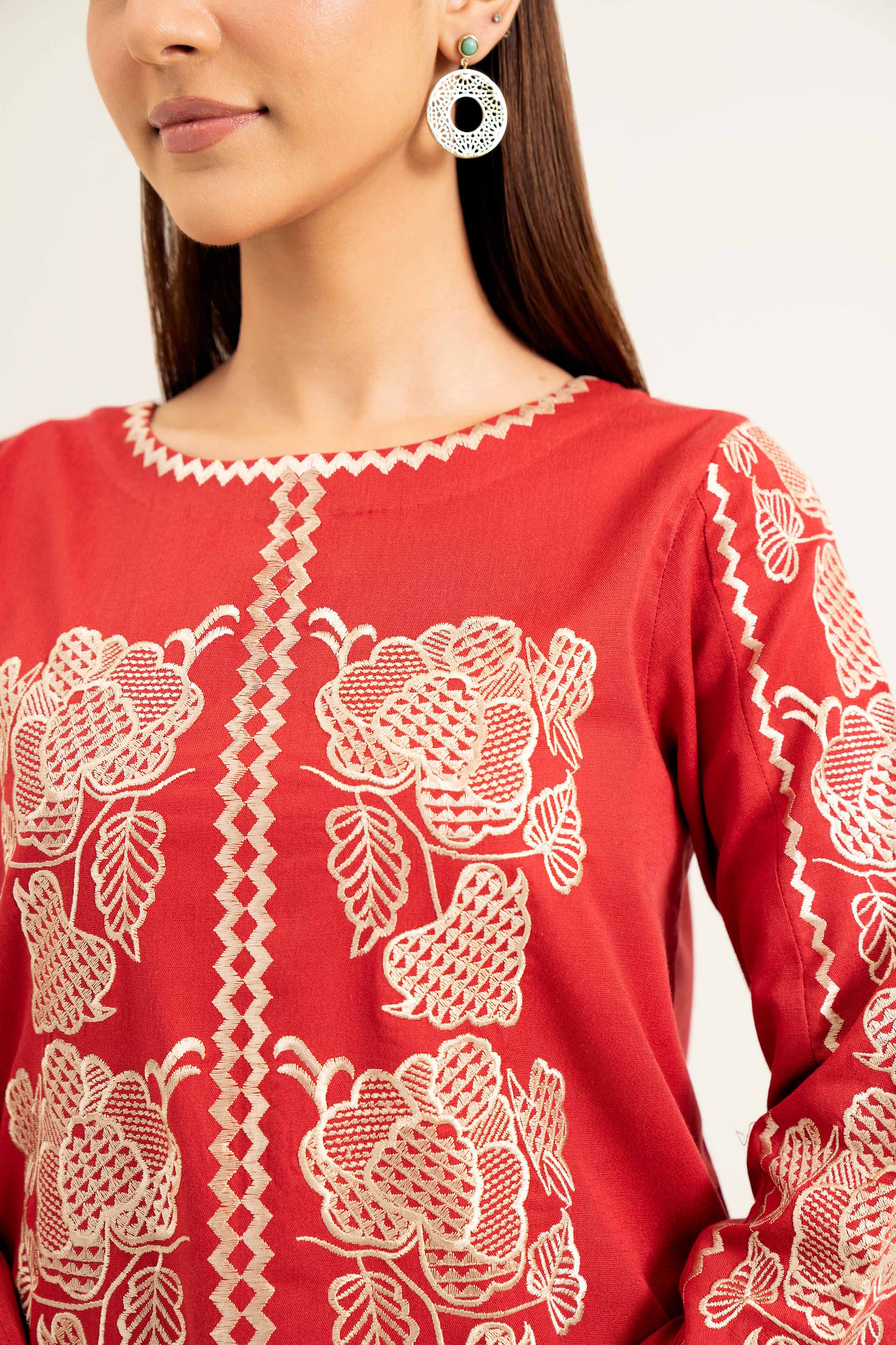 NishatUK - Brown Embroidered Karandi 1-piece ready to wear Shirt