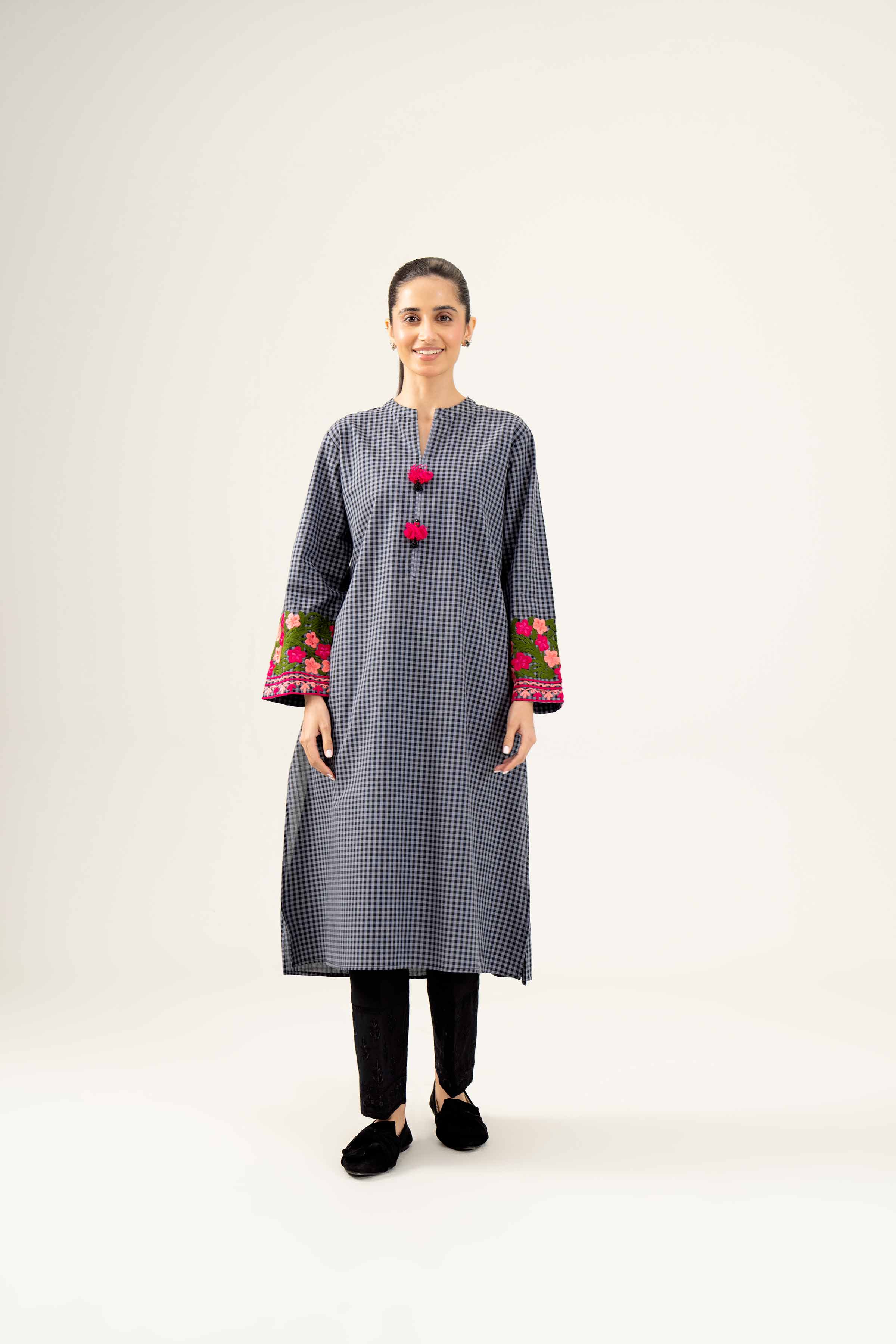 NishatUK - Brown Embroidered Yarn Dyed 1-piece ready to wear Shirt