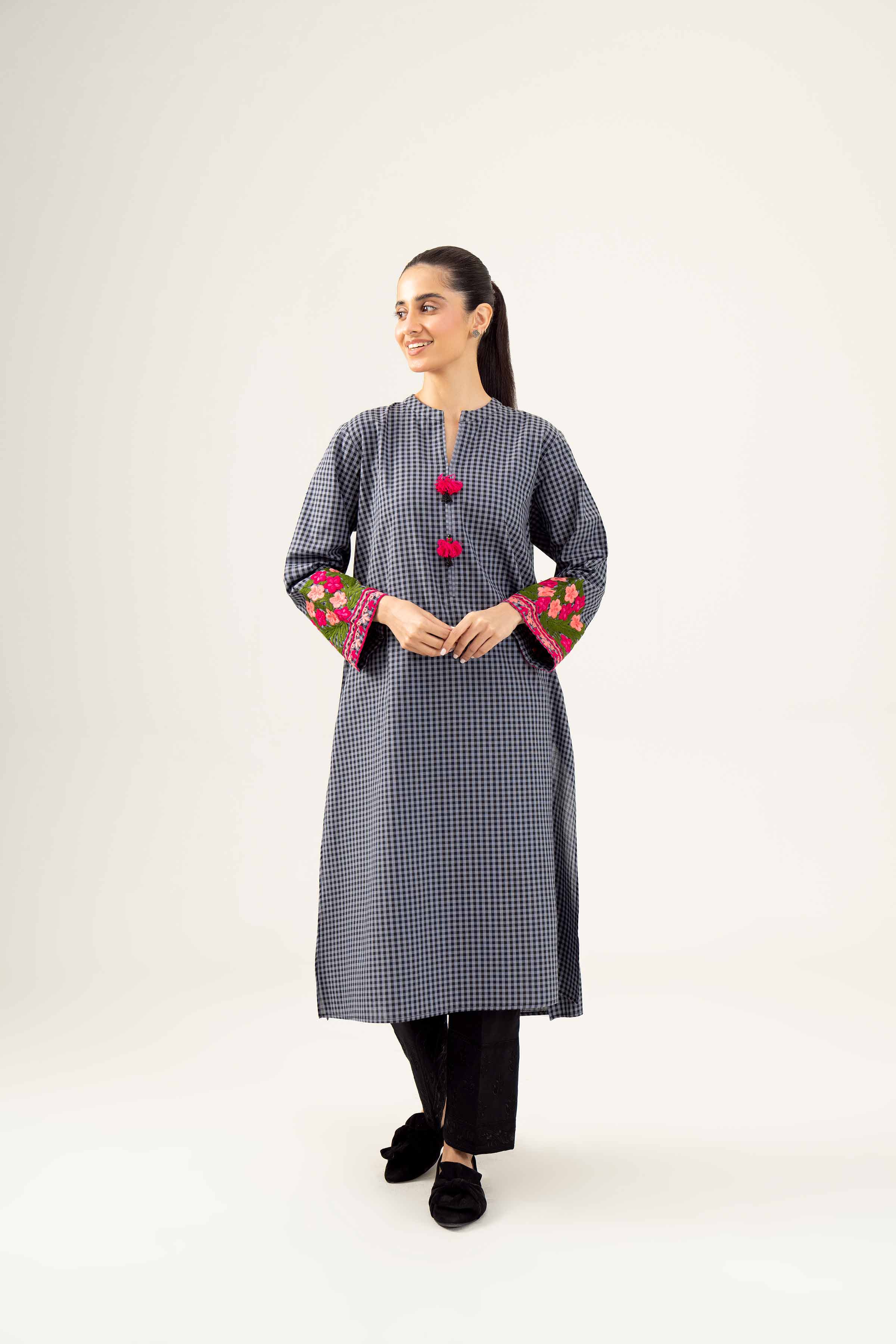 NishatUK - Brown Embroidered Yarn Dyed 1-piece ready to wear Shirt