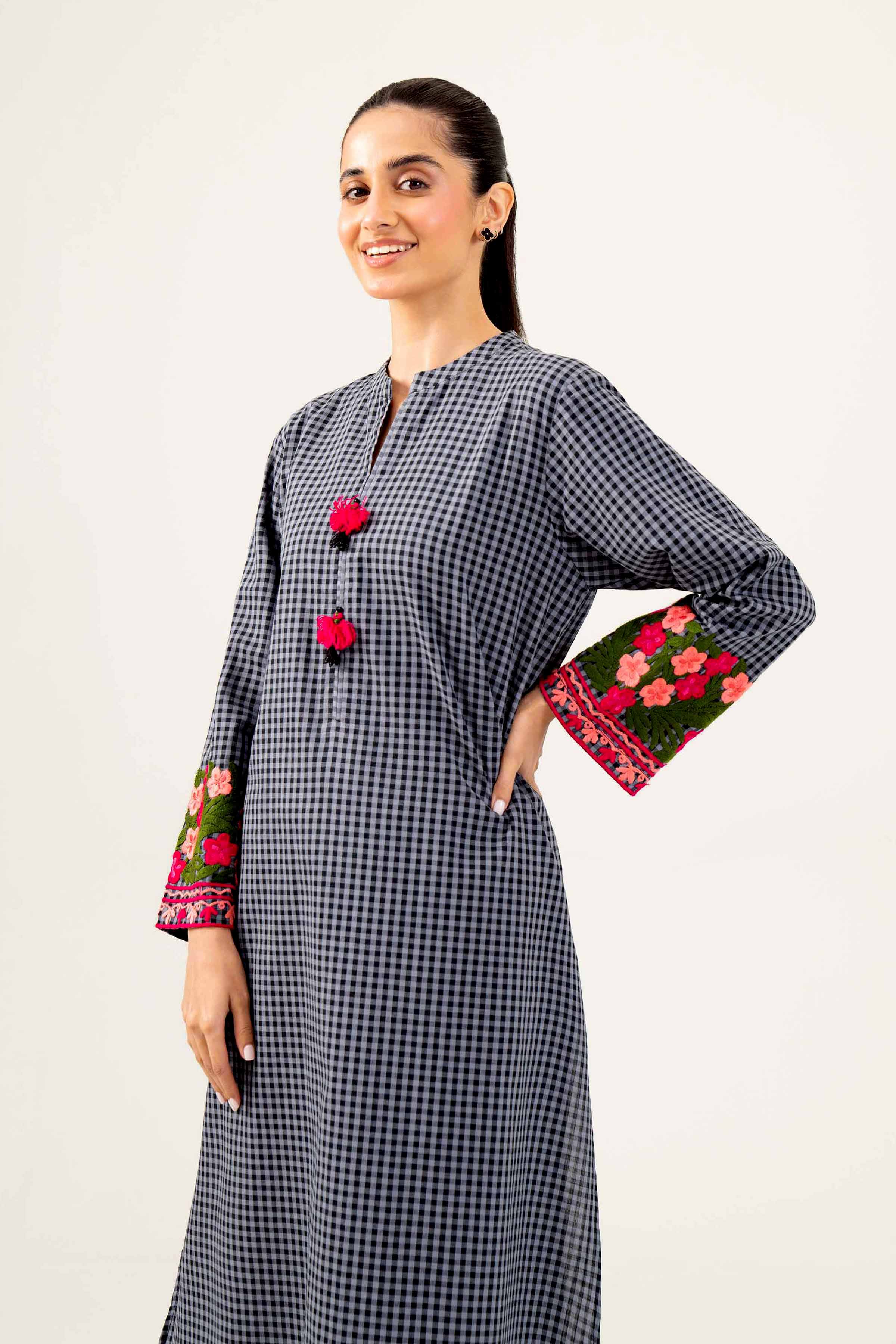 NishatUK - Brown Embroidered Yarn Dyed 1-piece ready to wear Shirt