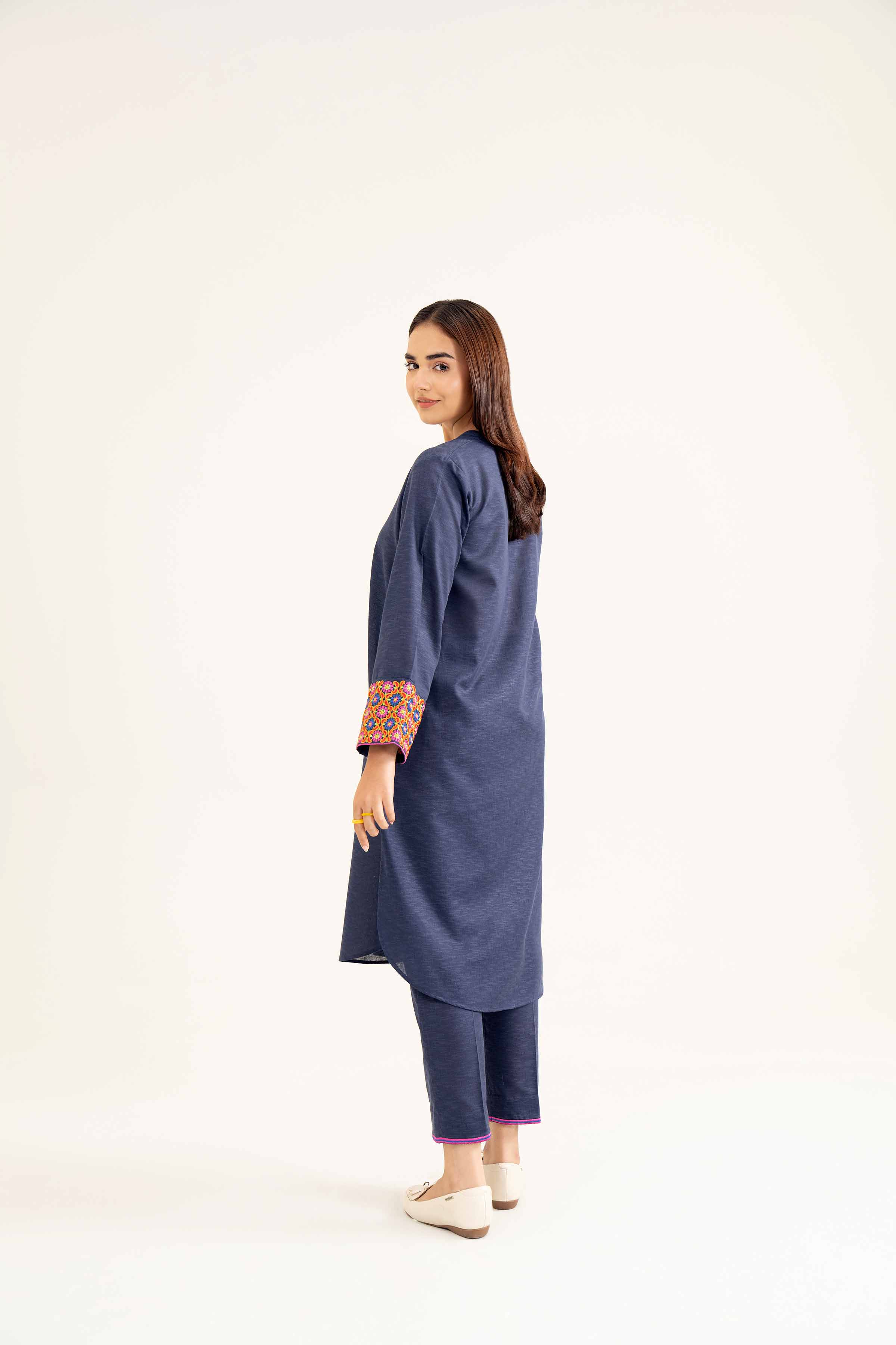 NishatUK - Blue Embroidered Karandi 2-piece ready to wear Dress