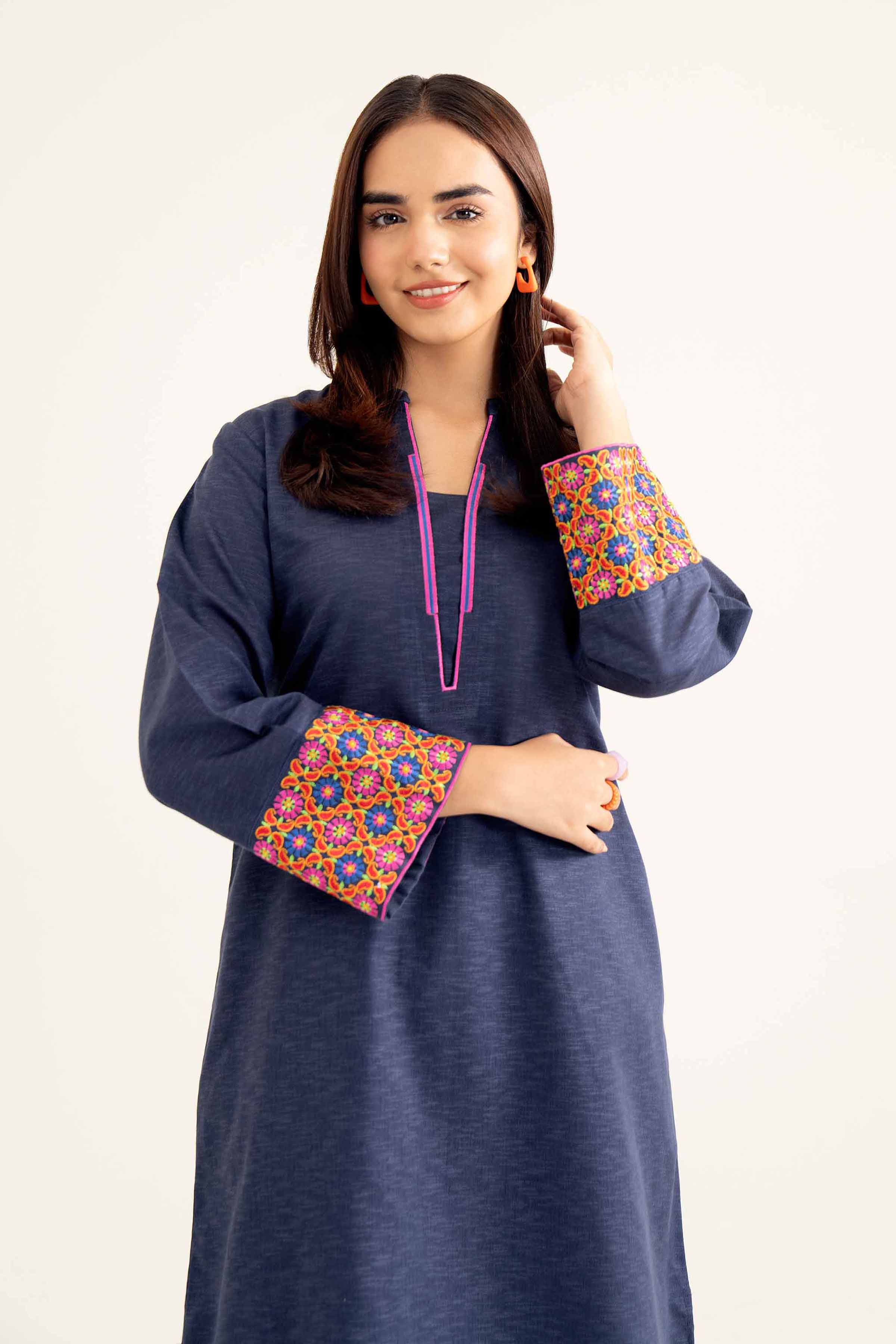 NishatUK - Blue Embroidered Karandi 2-piece ready to wear Dress