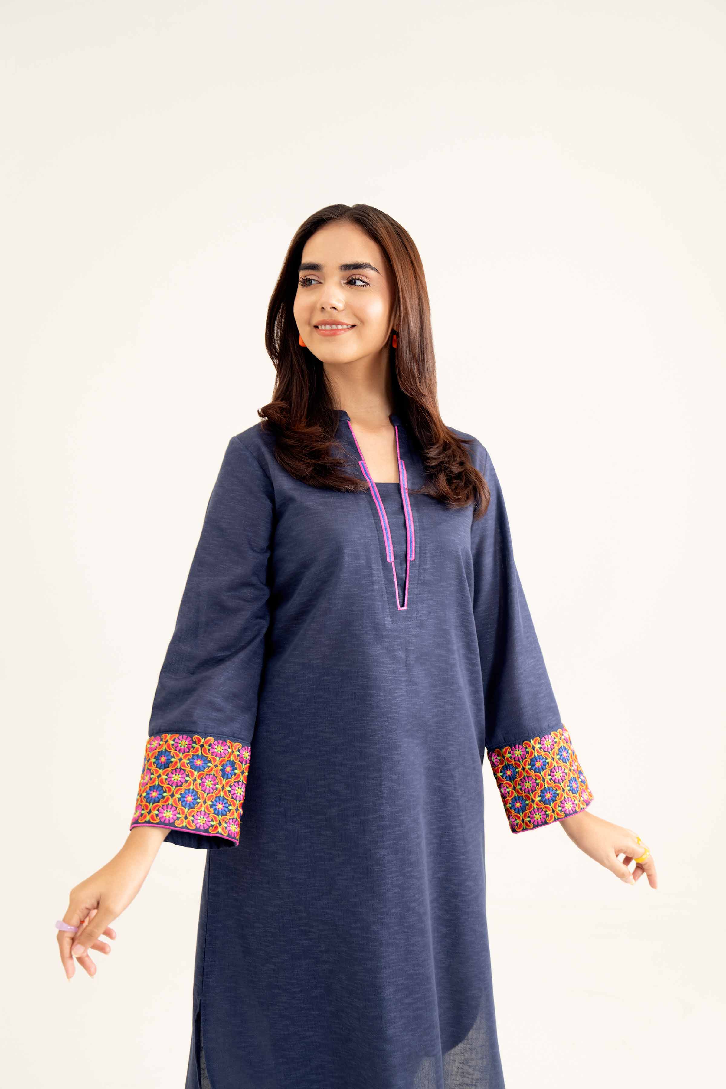 NishatUK - Blue Embroidered Karandi 2-piece ready to wear Dress
