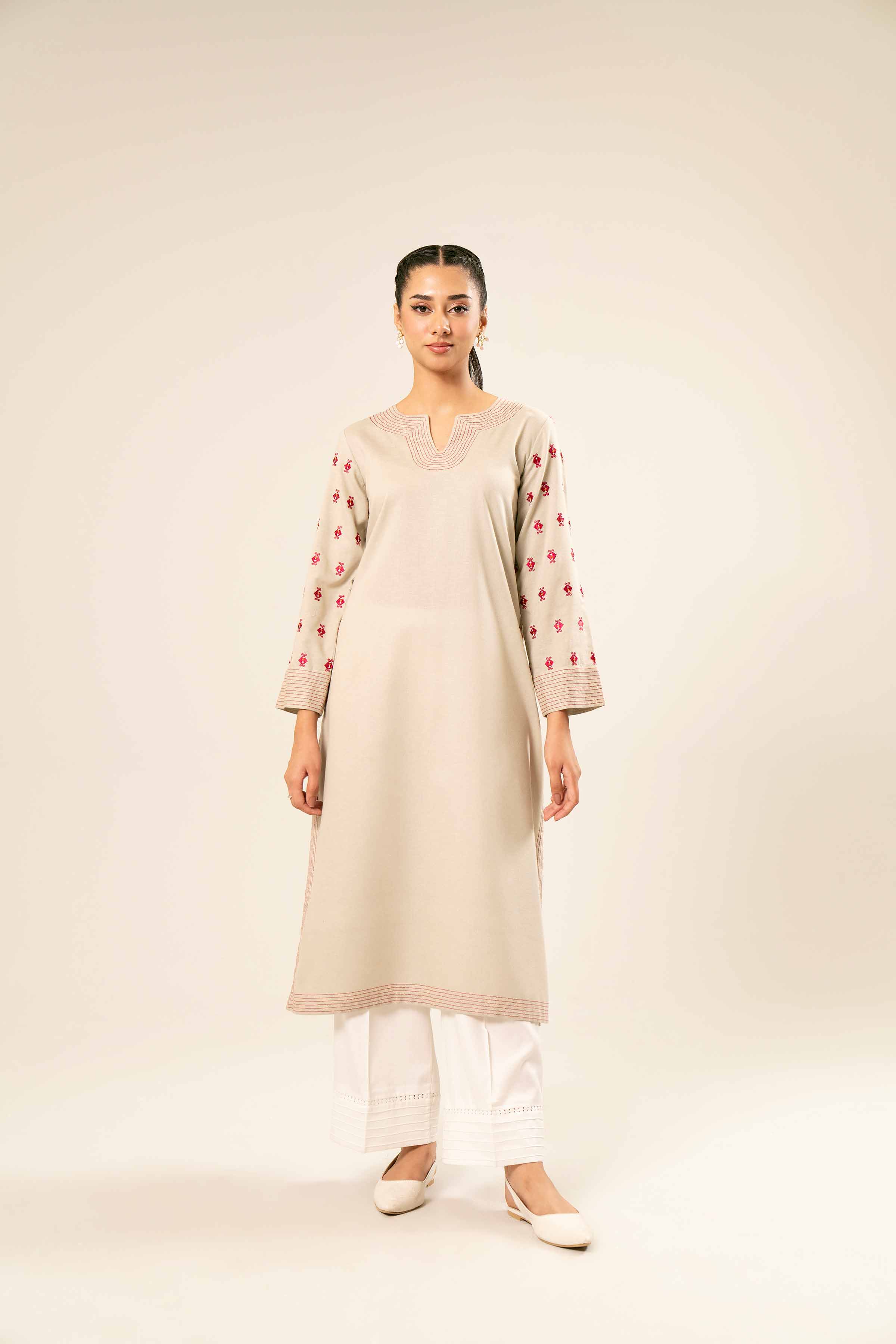NishatUK - Brown Embroidered Karandi 1-piece ready to wear Shirt