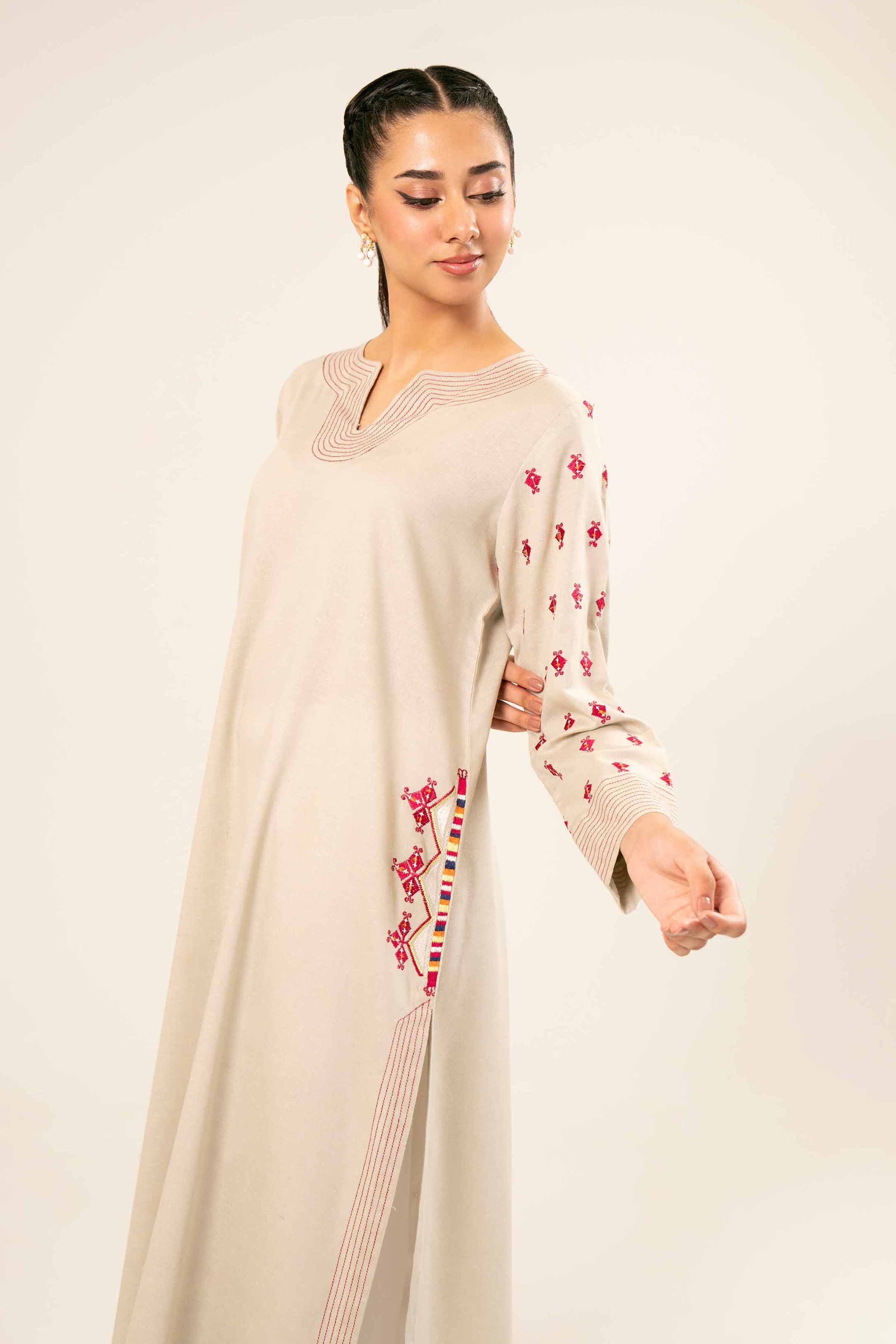 NishatUK - Brown Embroidered Karandi 1-piece ready to wear Shirt
