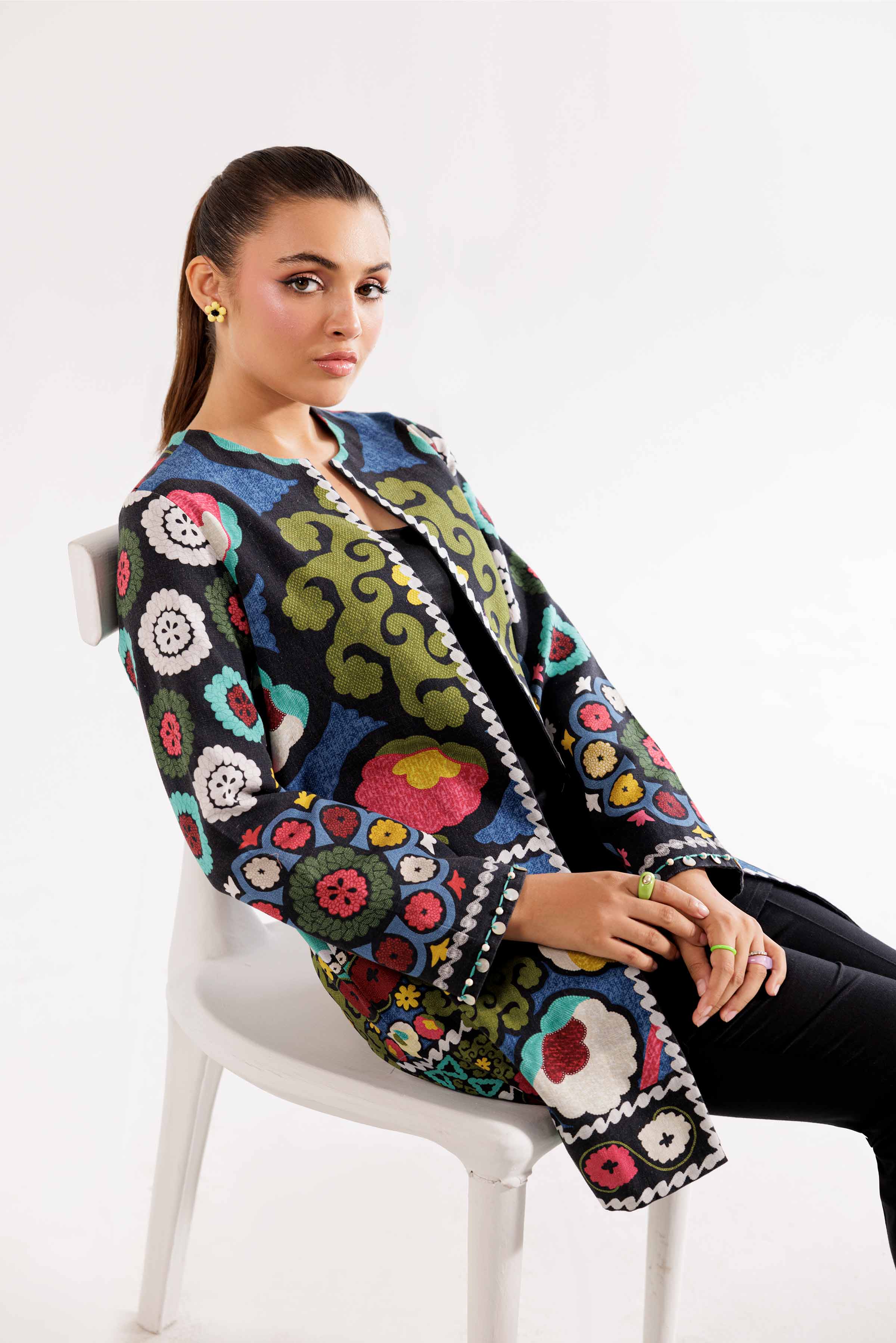 NishatUK - Brown Printed Khaddar 1-piece ready to wear Jacket
