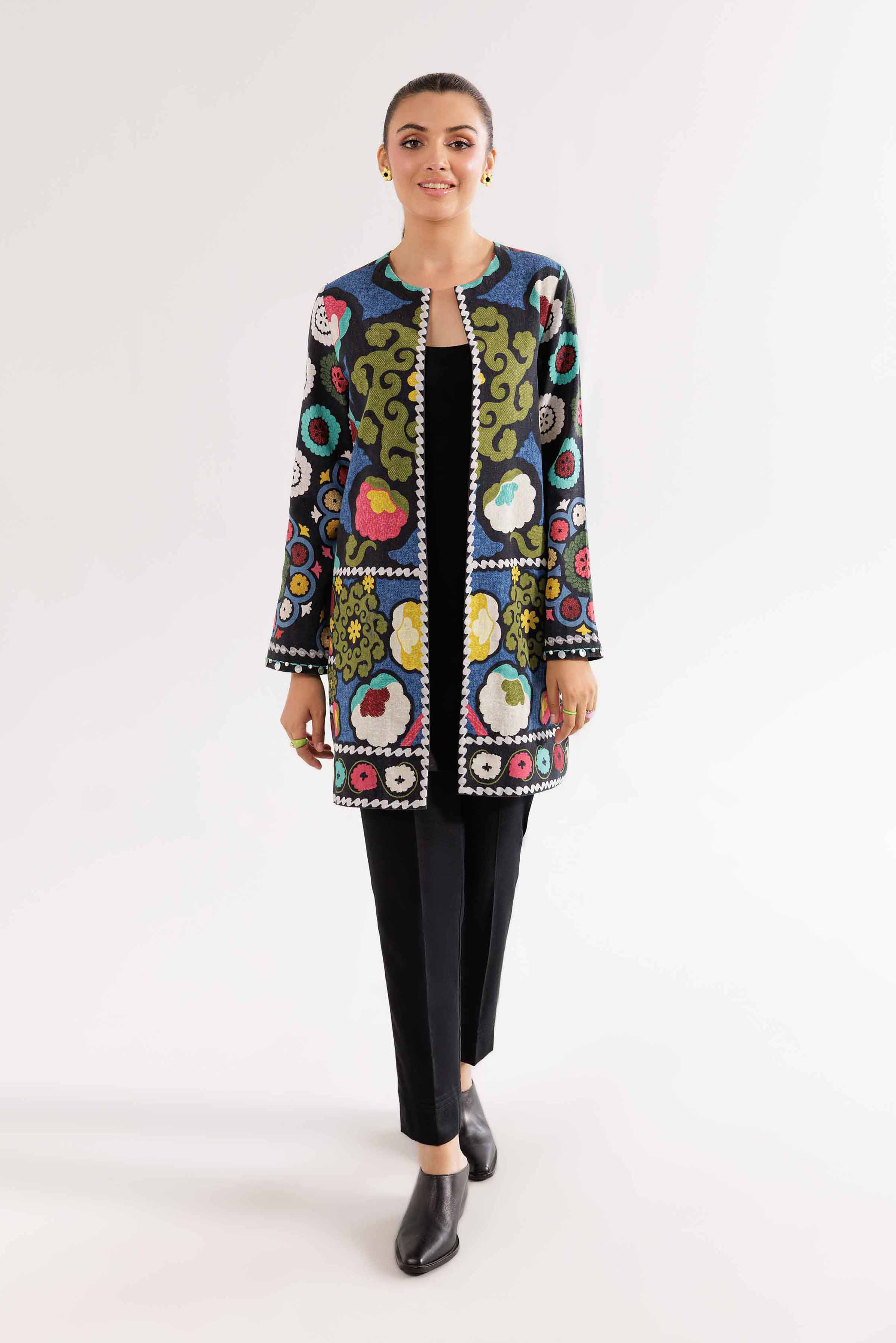 NishatUK - Brown Printed Khaddar 1-piece ready to wear Jacket