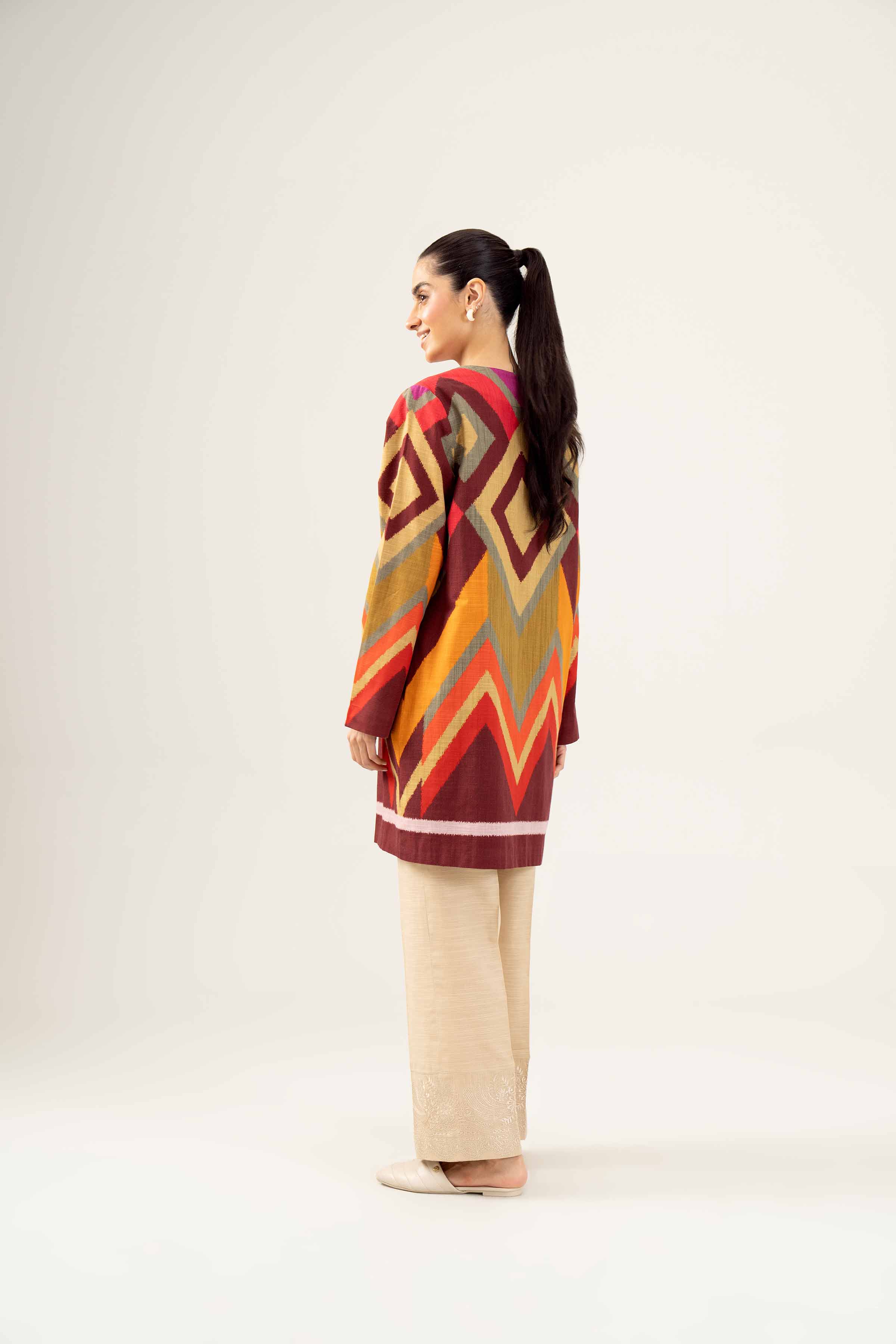 NishatUK - Brown Printed Khaddar 1-piece ready to wear Jacket