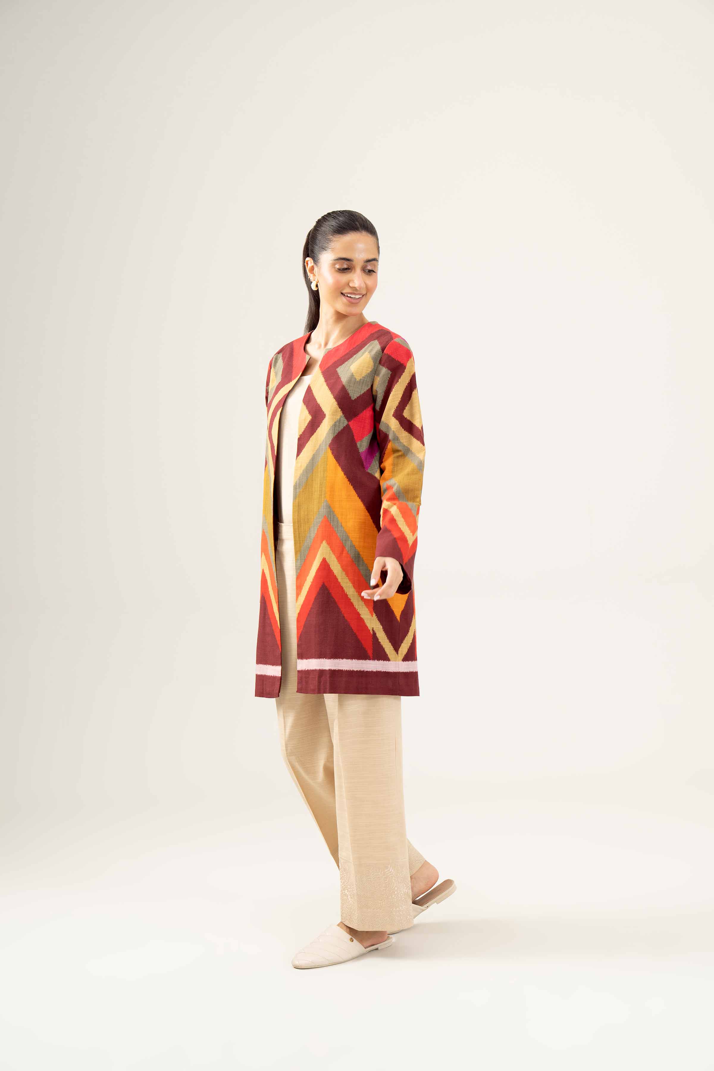 NishatUK - Brown Printed Khaddar 1-piece ready to wear Jacket