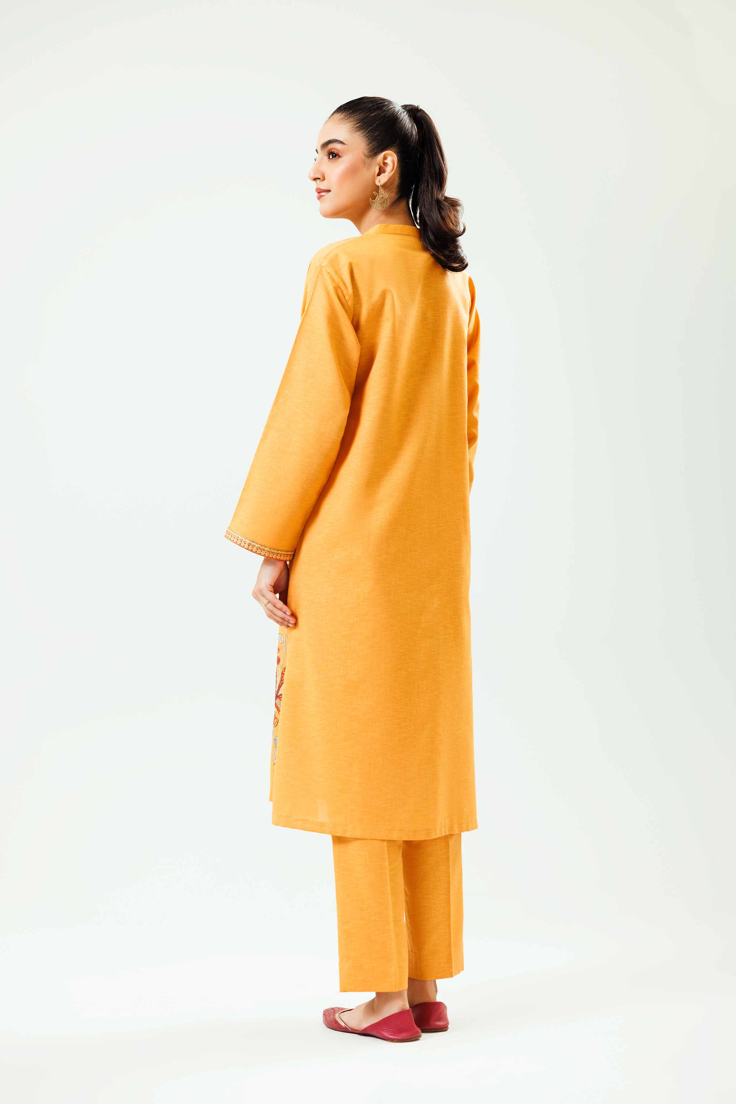 NishatUK - Mustard Embroidered Karandi 2-piece ready to wear Dress