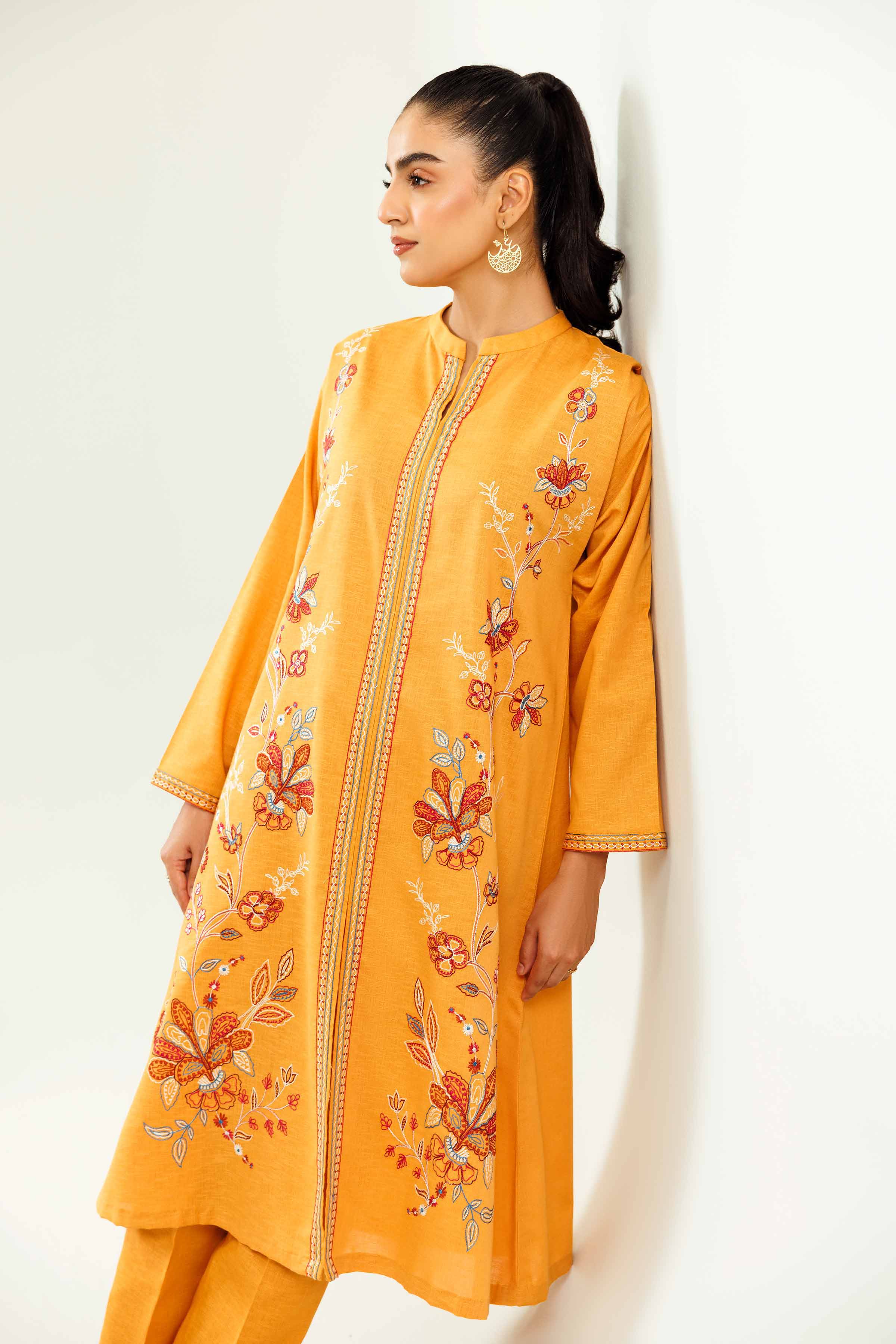NishatUK - Mustard Embroidered Karandi 2-piece ready to wear Dress