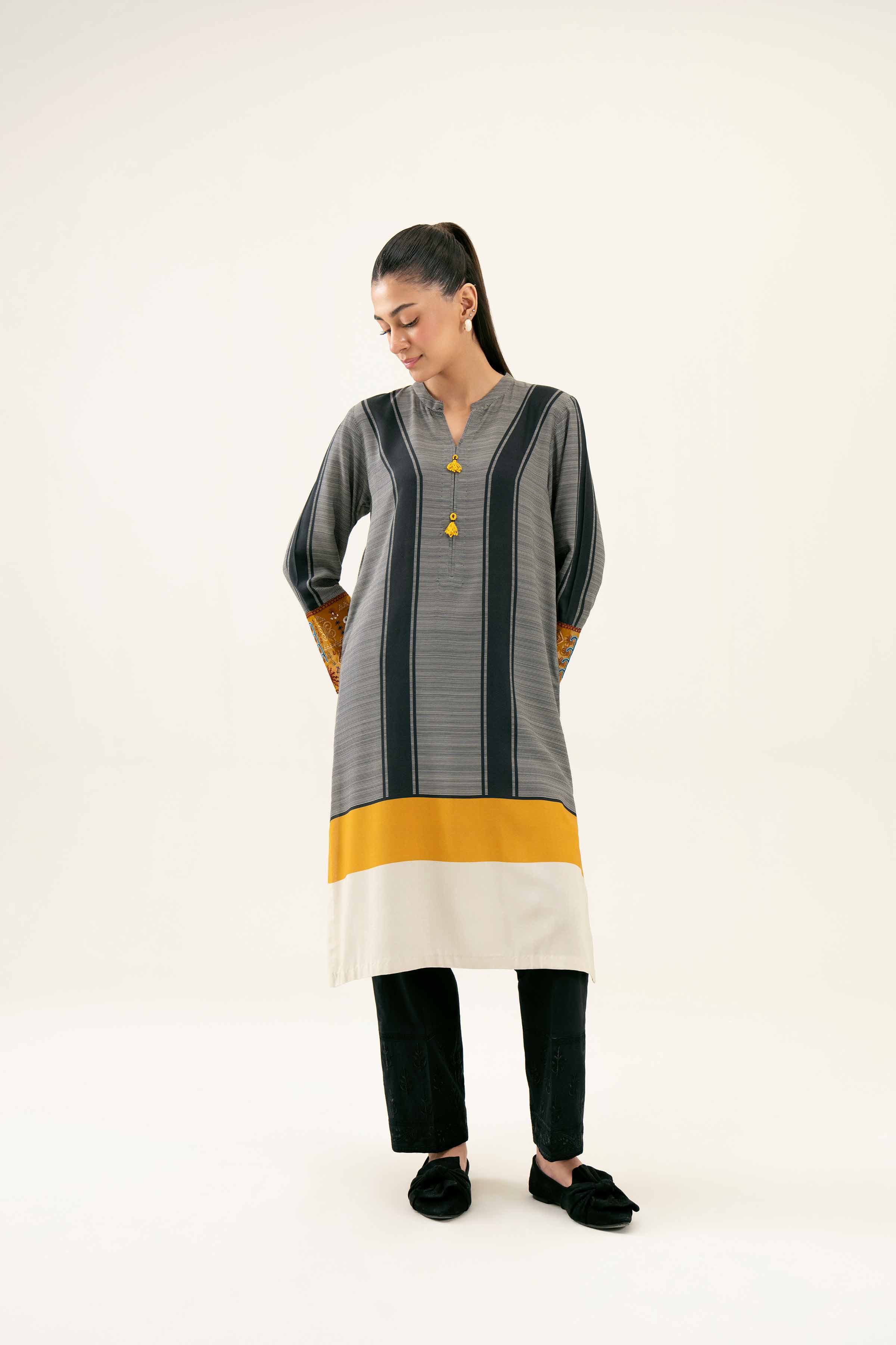 NishatUK - Brown Embroidered Linen 1-piece ready to wear Shirt