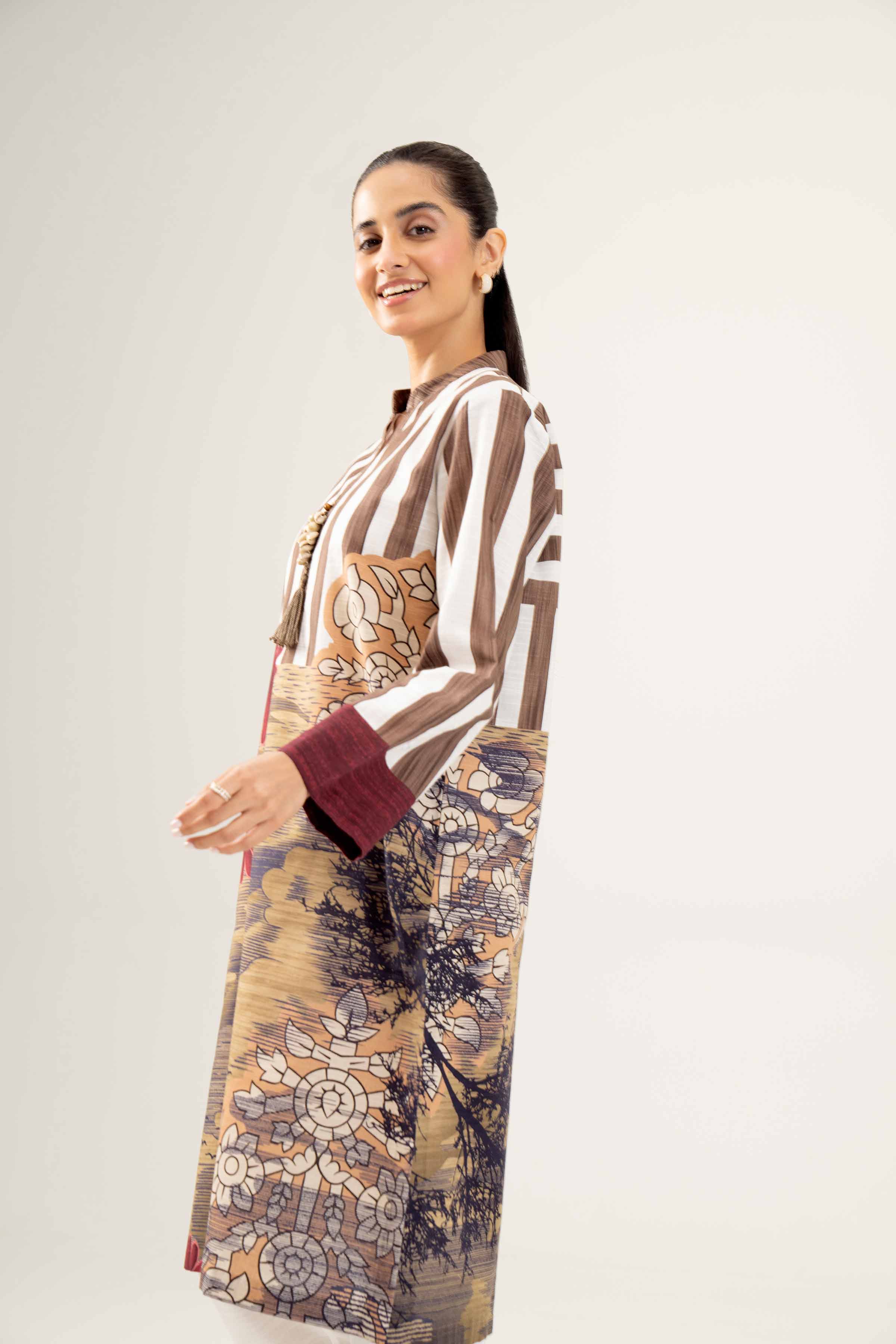 NishatUK - Olive Green Printed Khaddar 1-piece ready to wear Shirt