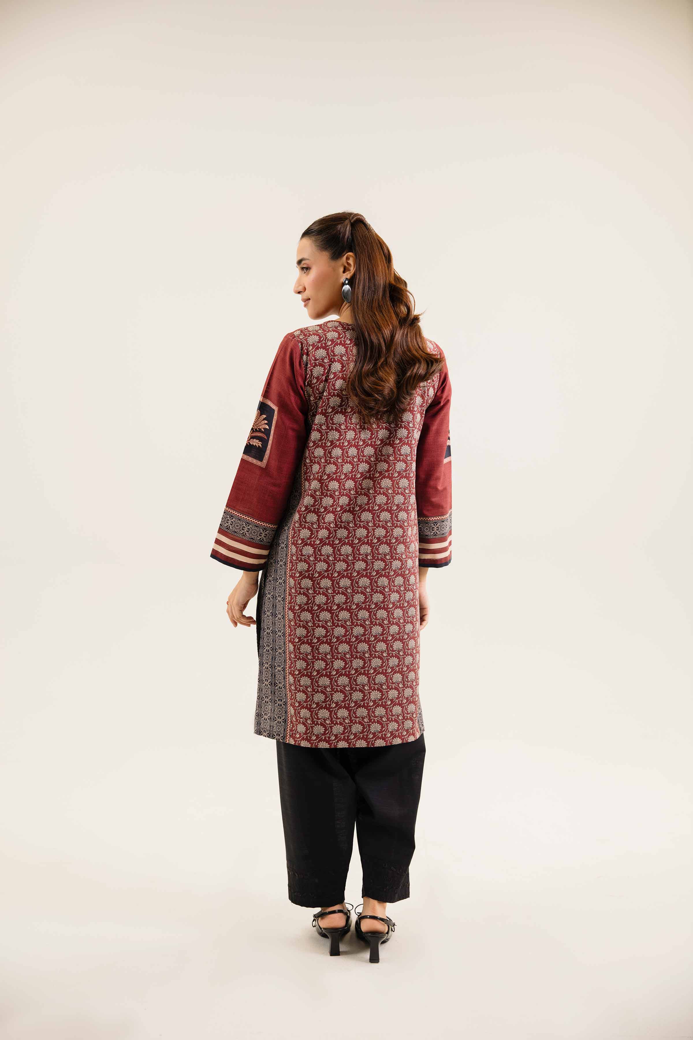 NishatUK - Brown Printed Khaddar 1-piece ready to wear Shirt