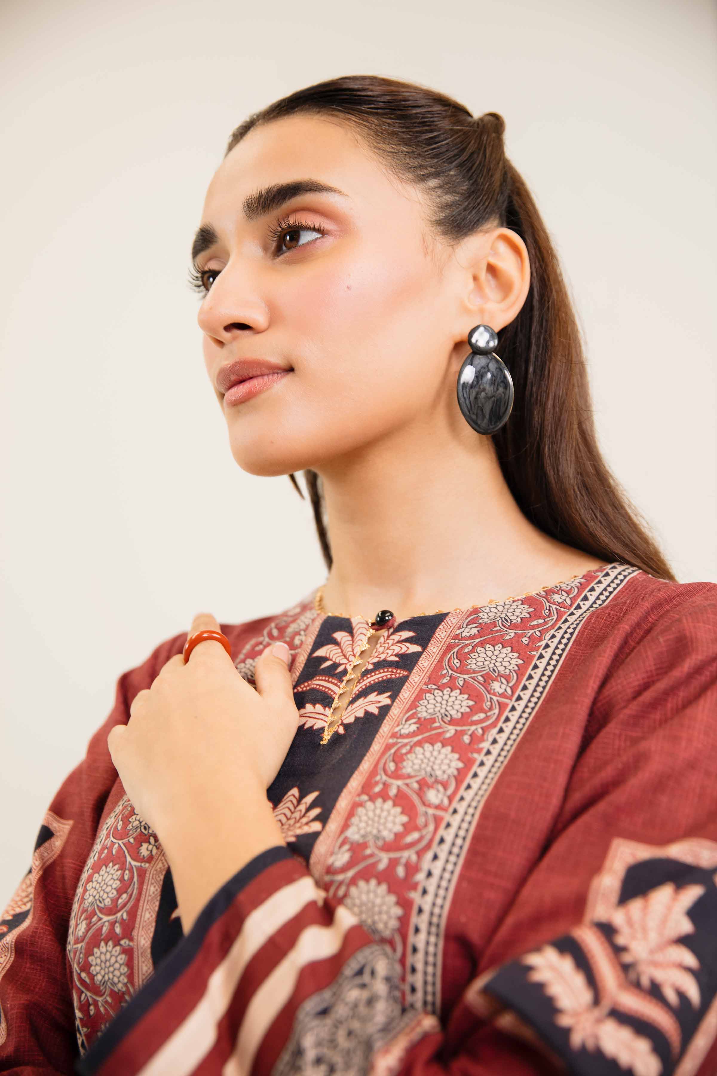 NishatUK - Brown Printed Khaddar 1-piece ready to wear Shirt