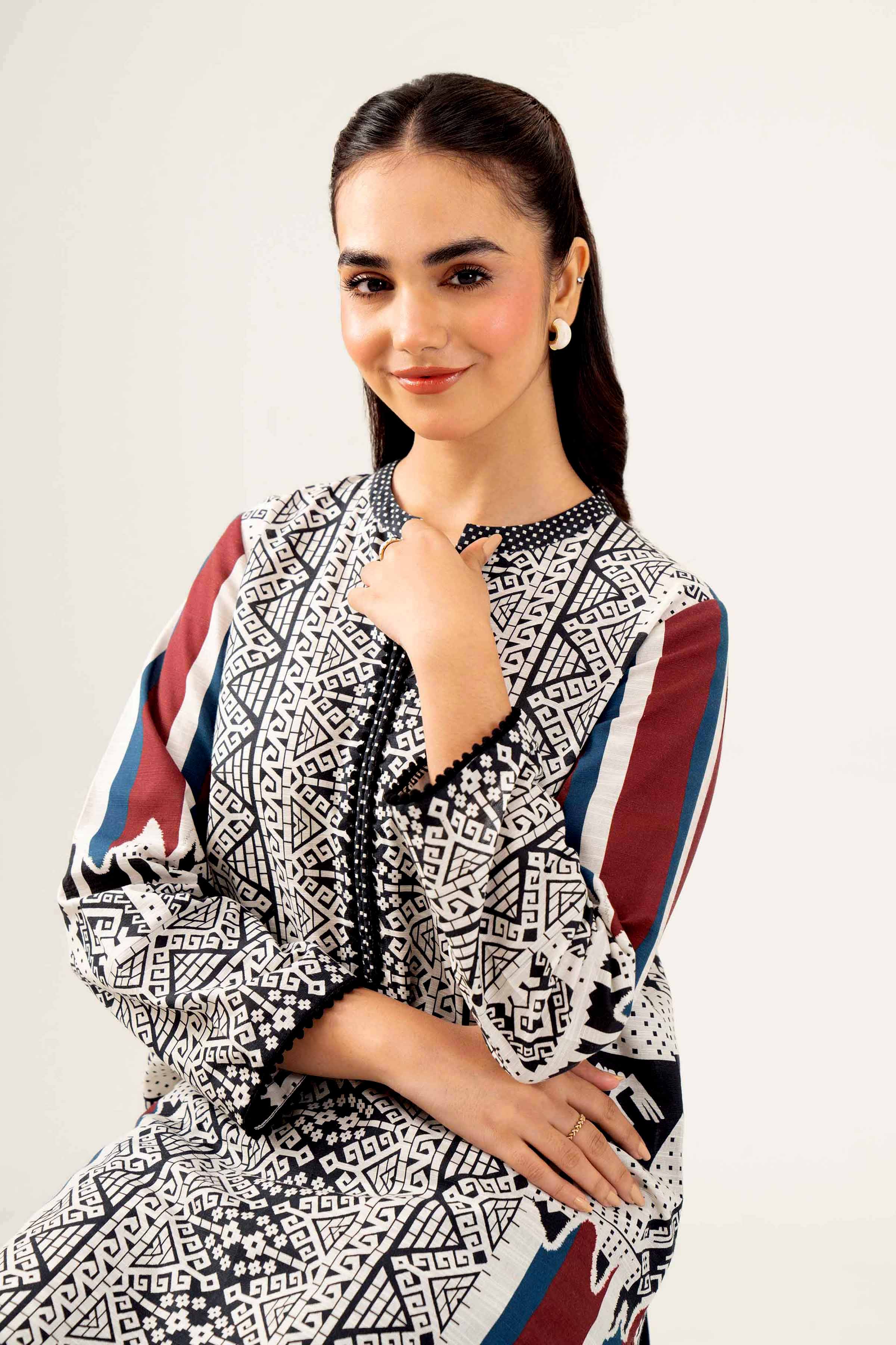 NishatUK - Black Printed Khaddar 2-piece ready to wear Dress