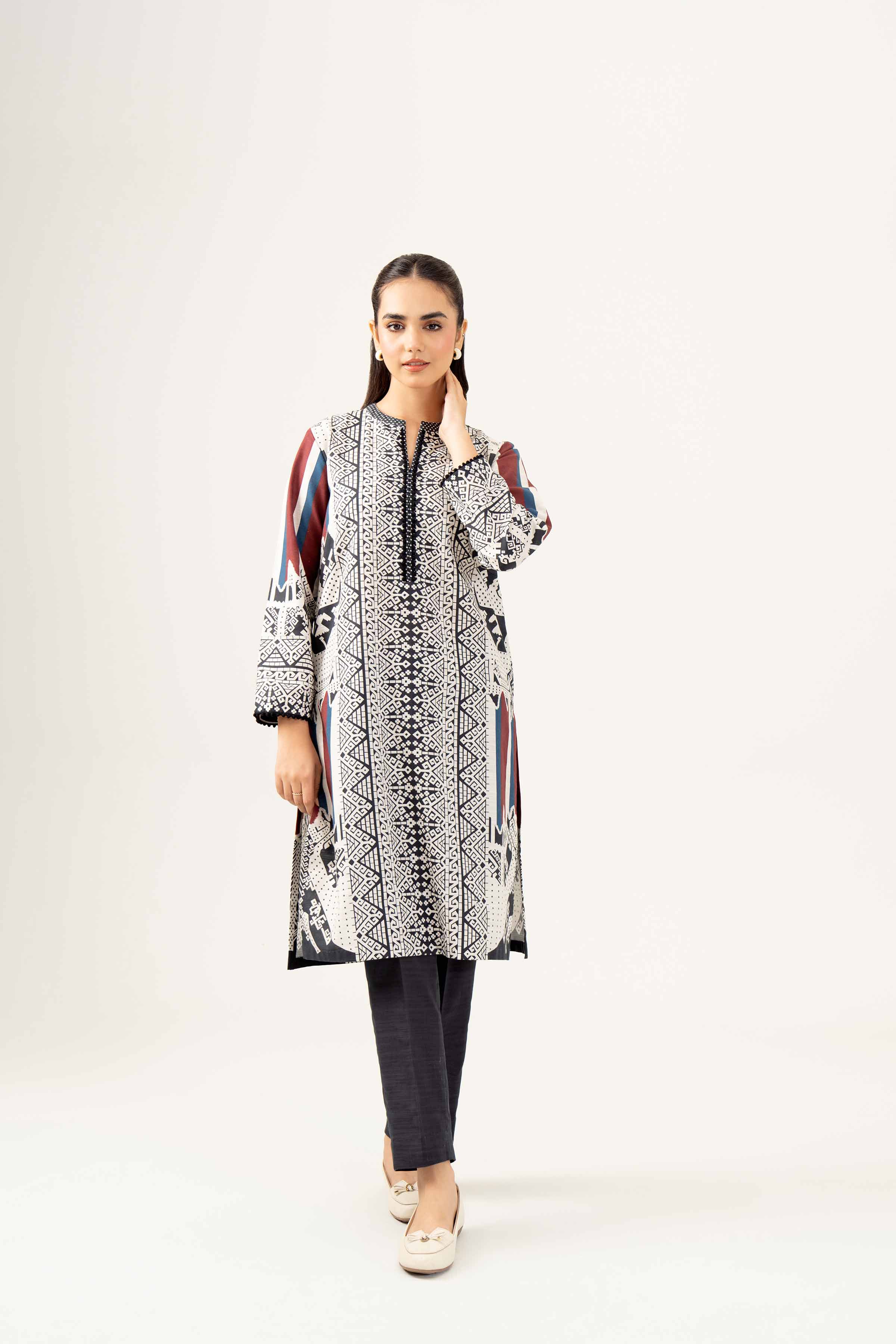NishatUK - Black Printed Khaddar 2-piece ready to wear Dress