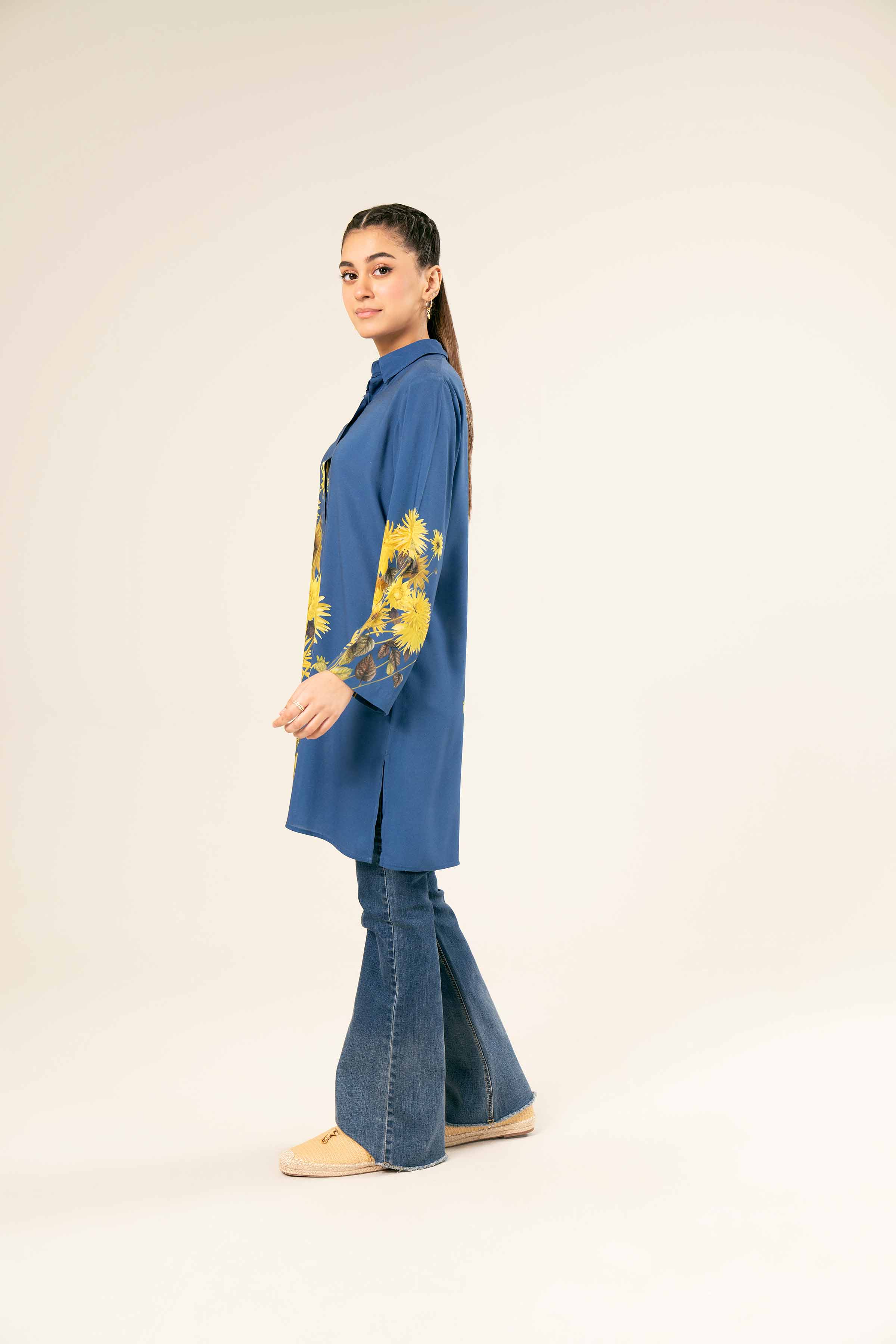 NishatUK - Brown Printed Linen 1-piece ready to wear Tunic