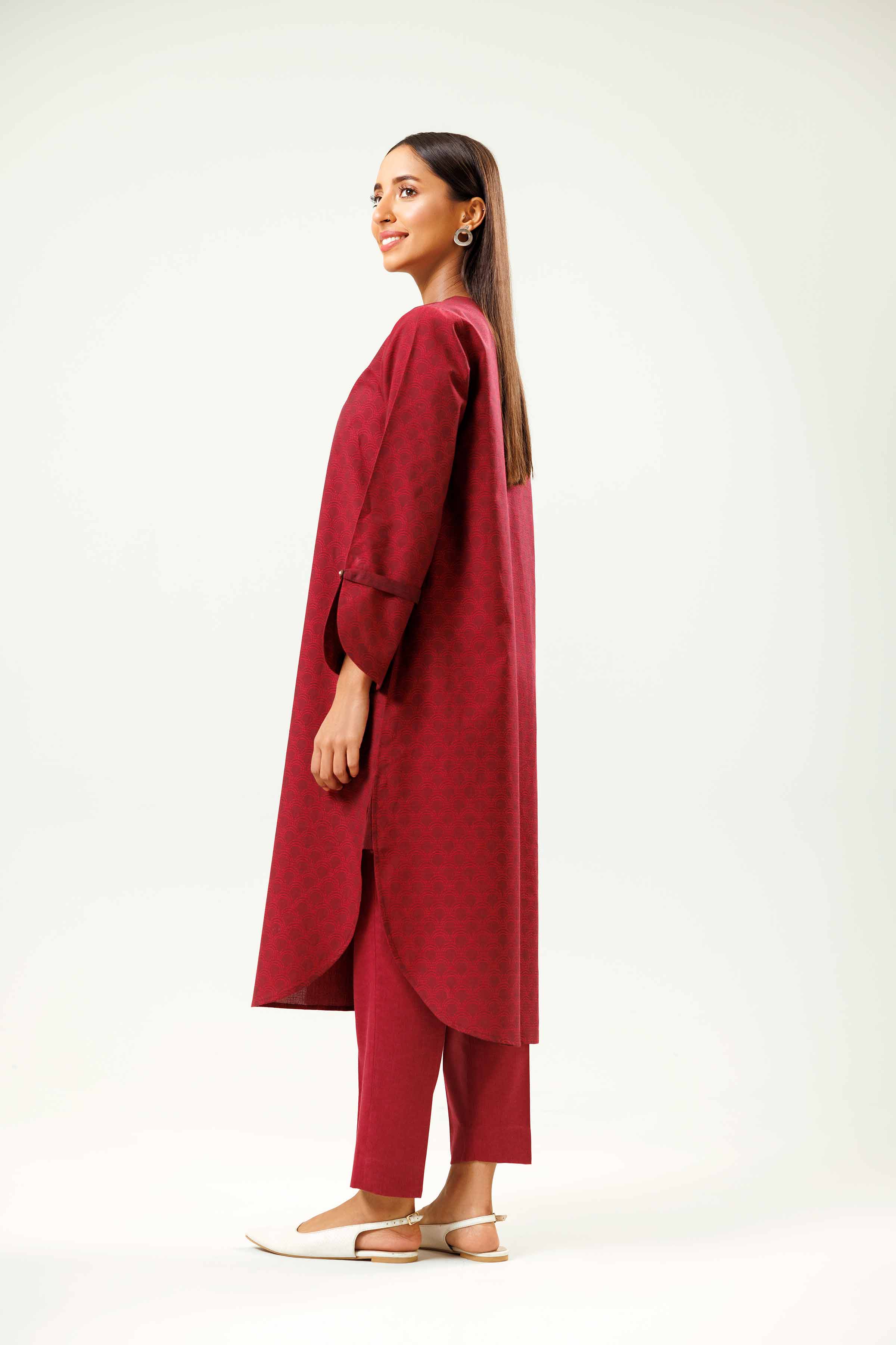 NishatUK - Red Solids Jacquard 1-piece ready to wear Shirt