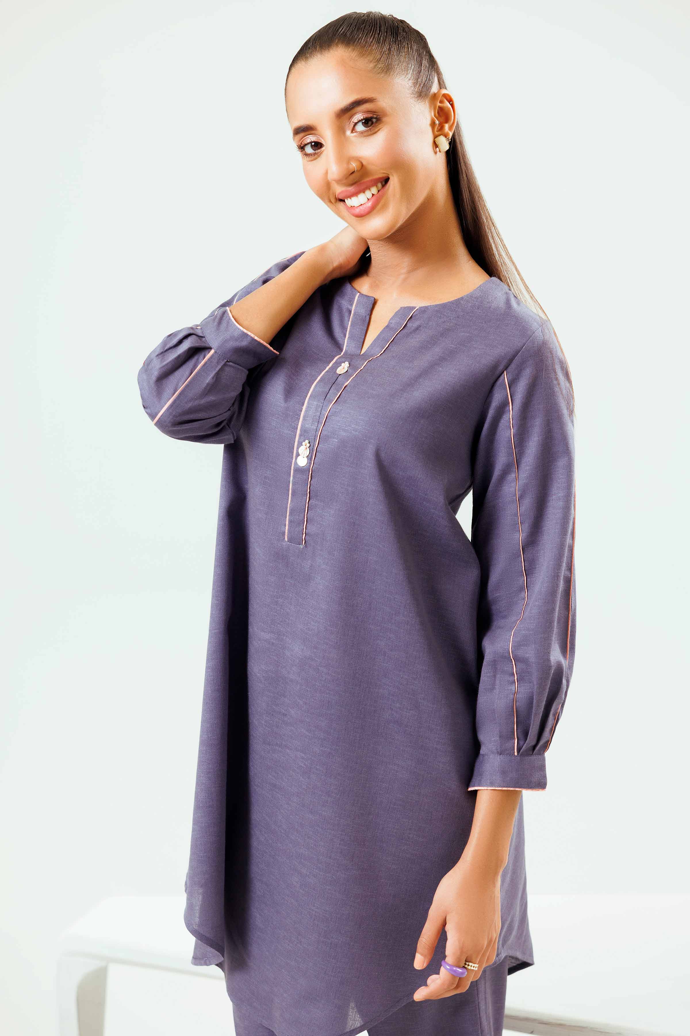 NishatUK - Purple Embroidered Karandi 1-piece ready to wear Shirt