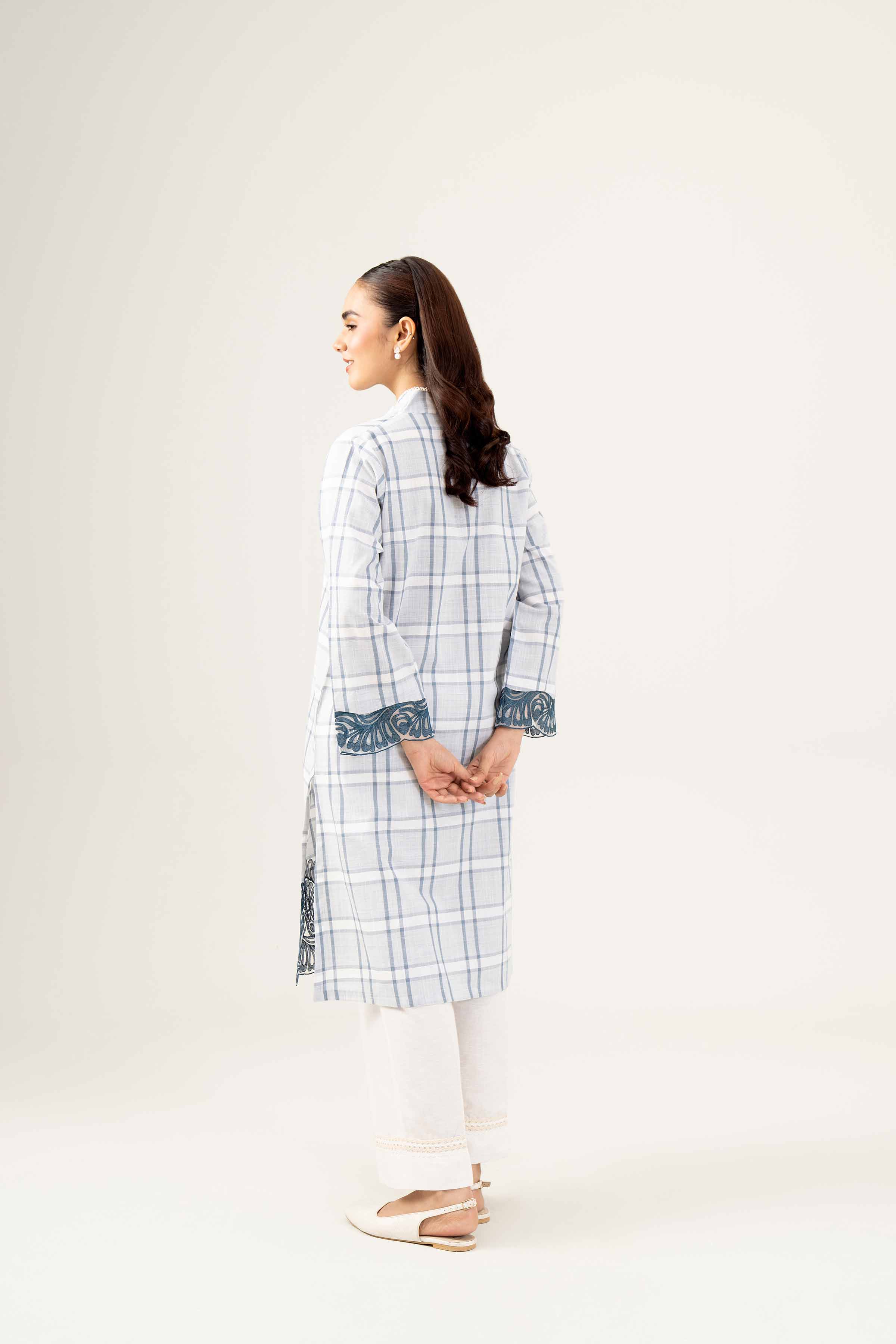 NishatUK - White Embroidered Yarn Dyed 1-piece ready to wear Shirt