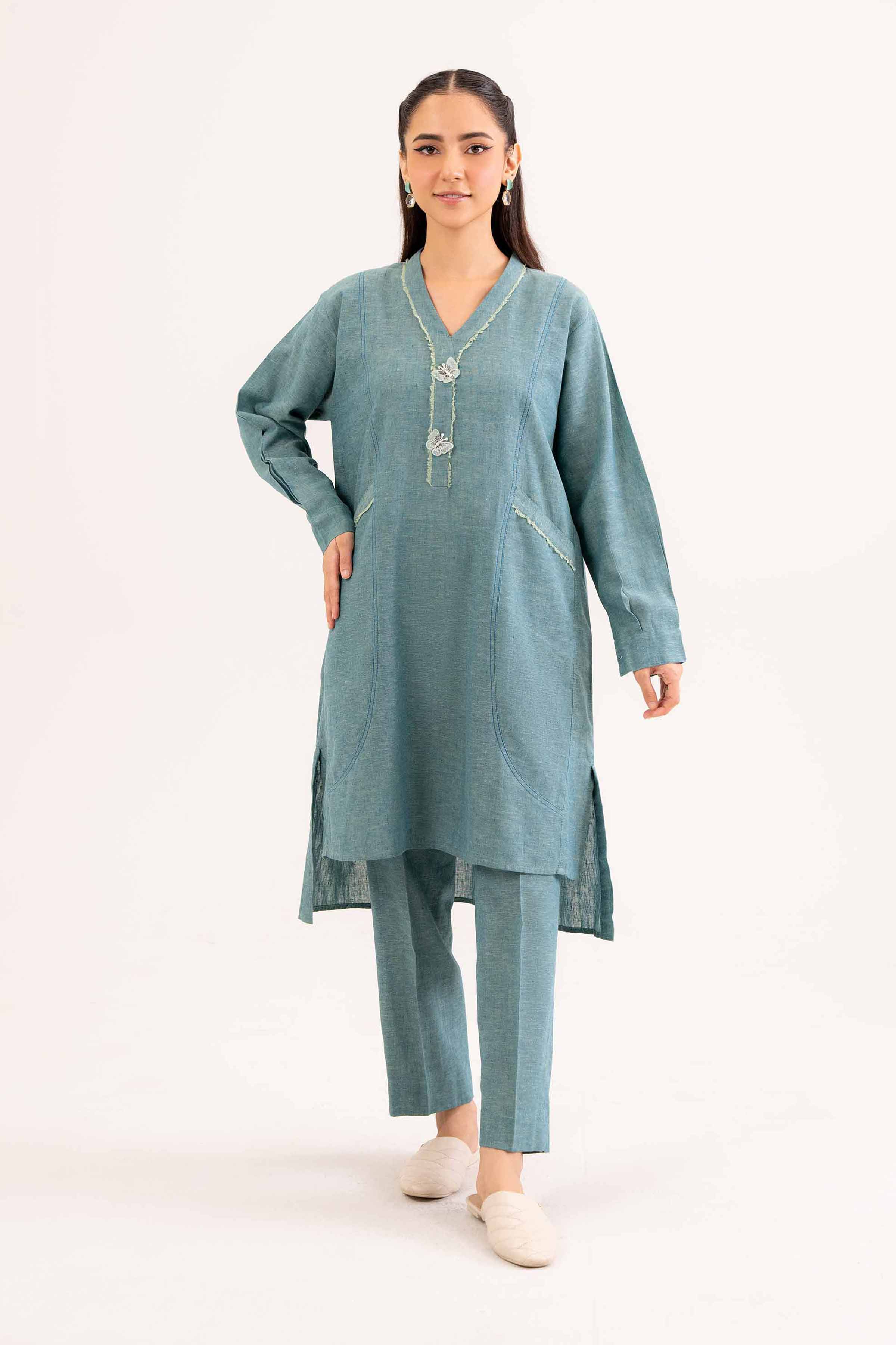 NishatUK - Brown Embroidered Yarn Dyed 2-piece ready to wear Dress