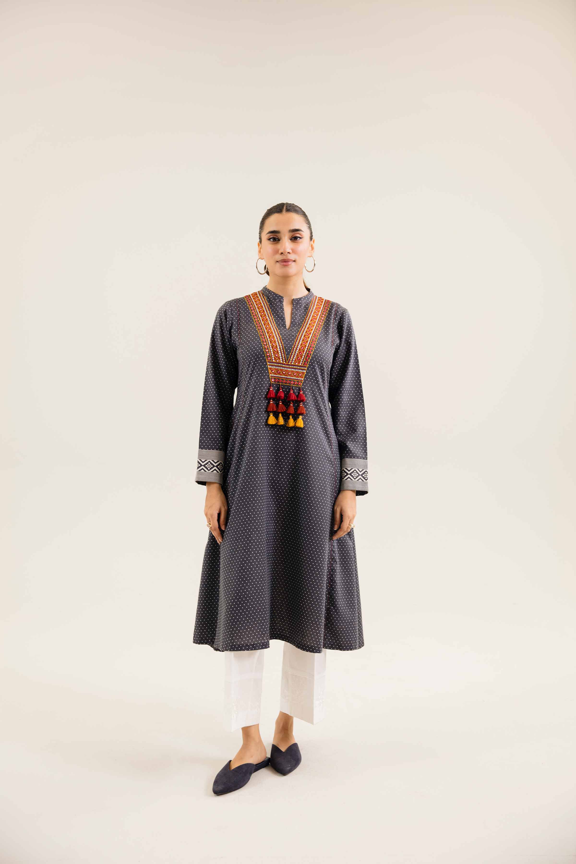 NishatUK - Brown Embroidered Karandi 1-piece ready to wear Shirt